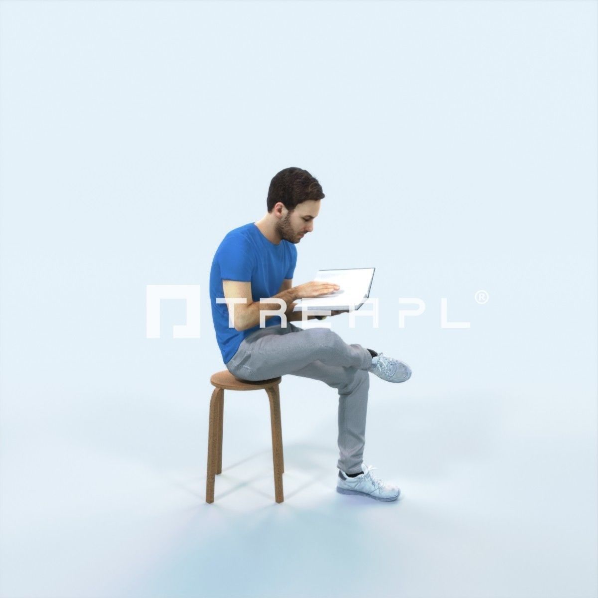 Flow 13G Reading a Book Sitting Casual Man Student Low-poly 3D model_2