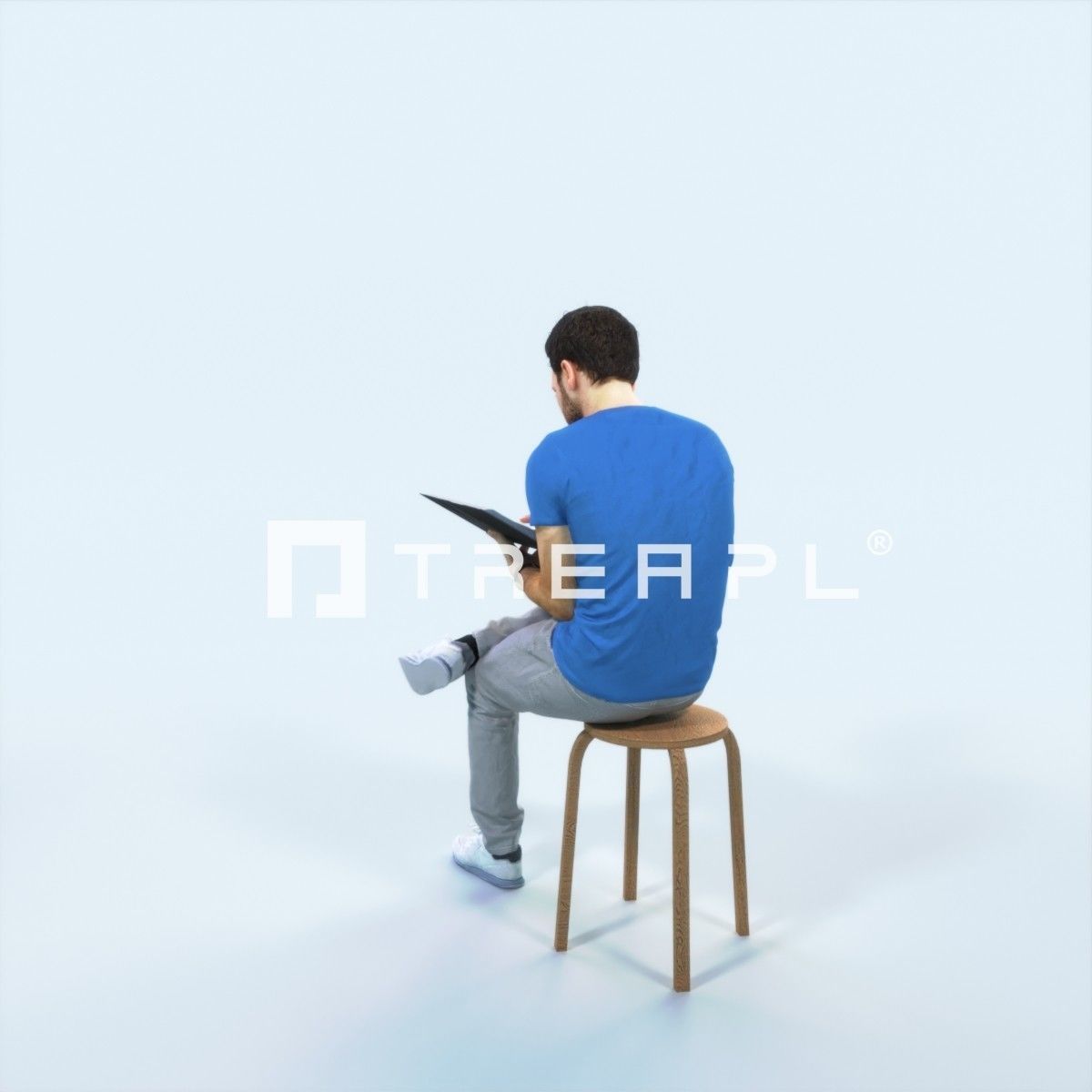 Flow 13G Reading a Book Sitting Casual Man Student Low-poly 3D model_4