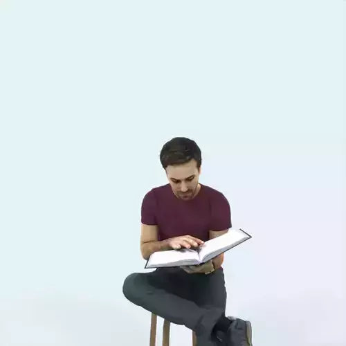Flow 13F Reading a Book Sitting Casual Man Student