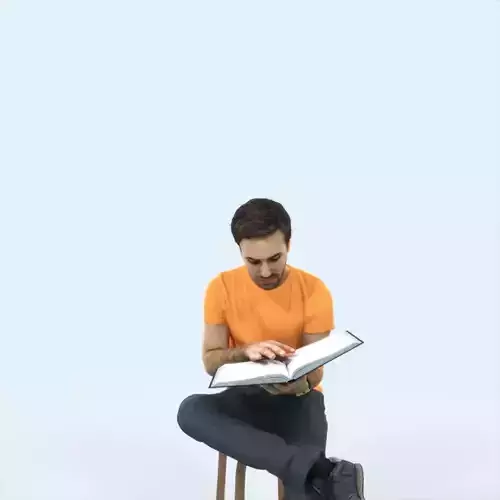 Flow 13E Reading a Book Sitting Casual Man Student