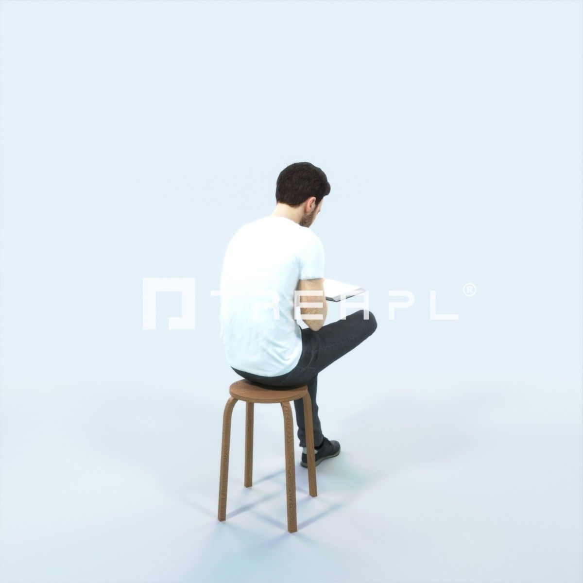 Flow 13D Reading a Book Sitting Casual Man Student Low-poly 3D model_3