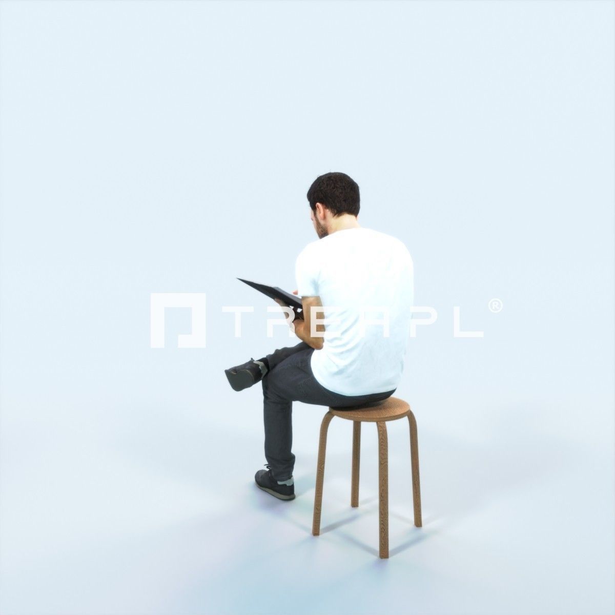 Flow 13D Reading a Book Sitting Casual Man Student Low-poly 3D model_4