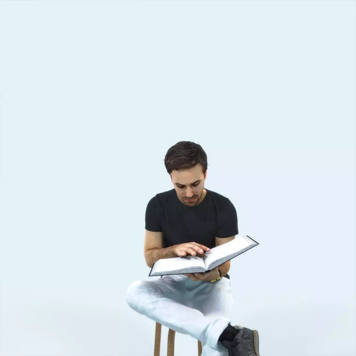 Flow 13C Reading a Book Sitting Casual Man Student Low-poly 3D model_0