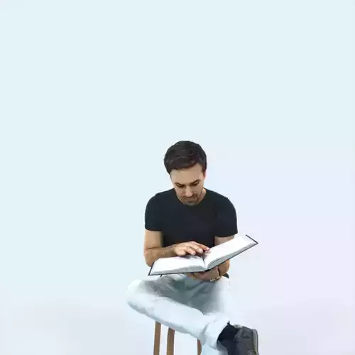 Flow 13C Reading a Book Sitting Casual Man Student