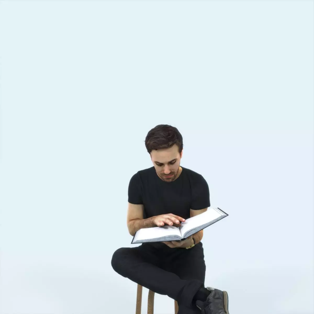 Flow 13B Reading a Book Sitting Casual Man Student Low-poly 3D model_0