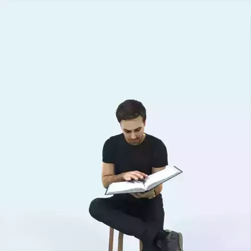 Flow 13B Reading a Book Sitting Casual Man Student