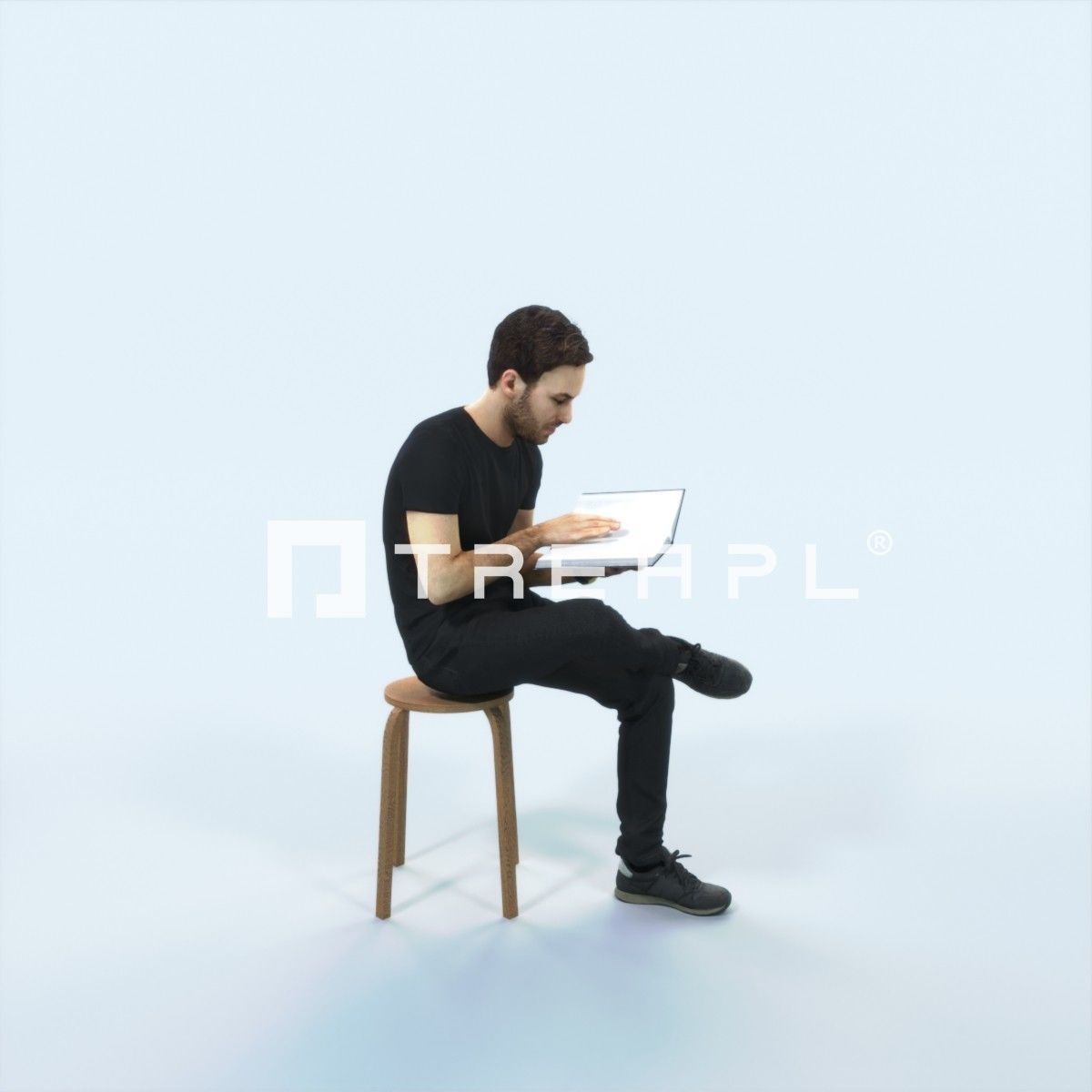 Flow 13B Reading a Book Sitting Casual Man Student Low-poly 3D model_2