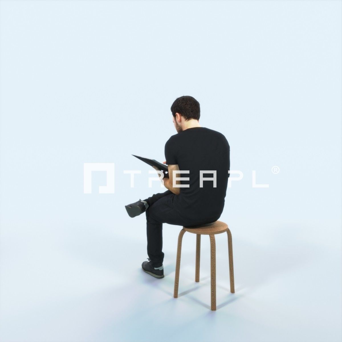 Flow 13B Reading a Book Sitting Casual Man Student Low-poly 3D model_4