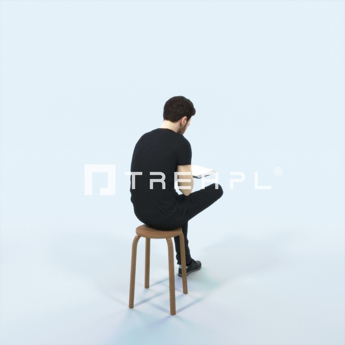 Flow 13B Reading a Book Sitting Casual Man Student Low-poly 3D model_3