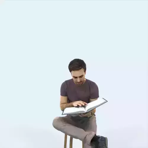 Flow 13A Reading a Book Sitting Casual Man Student