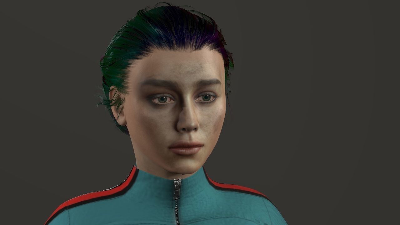 Emilia Clarke Low-poly 3D model_7