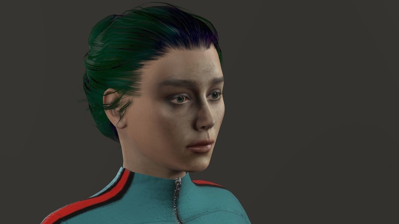 Emilia Clarke Low-poly 3D model_9