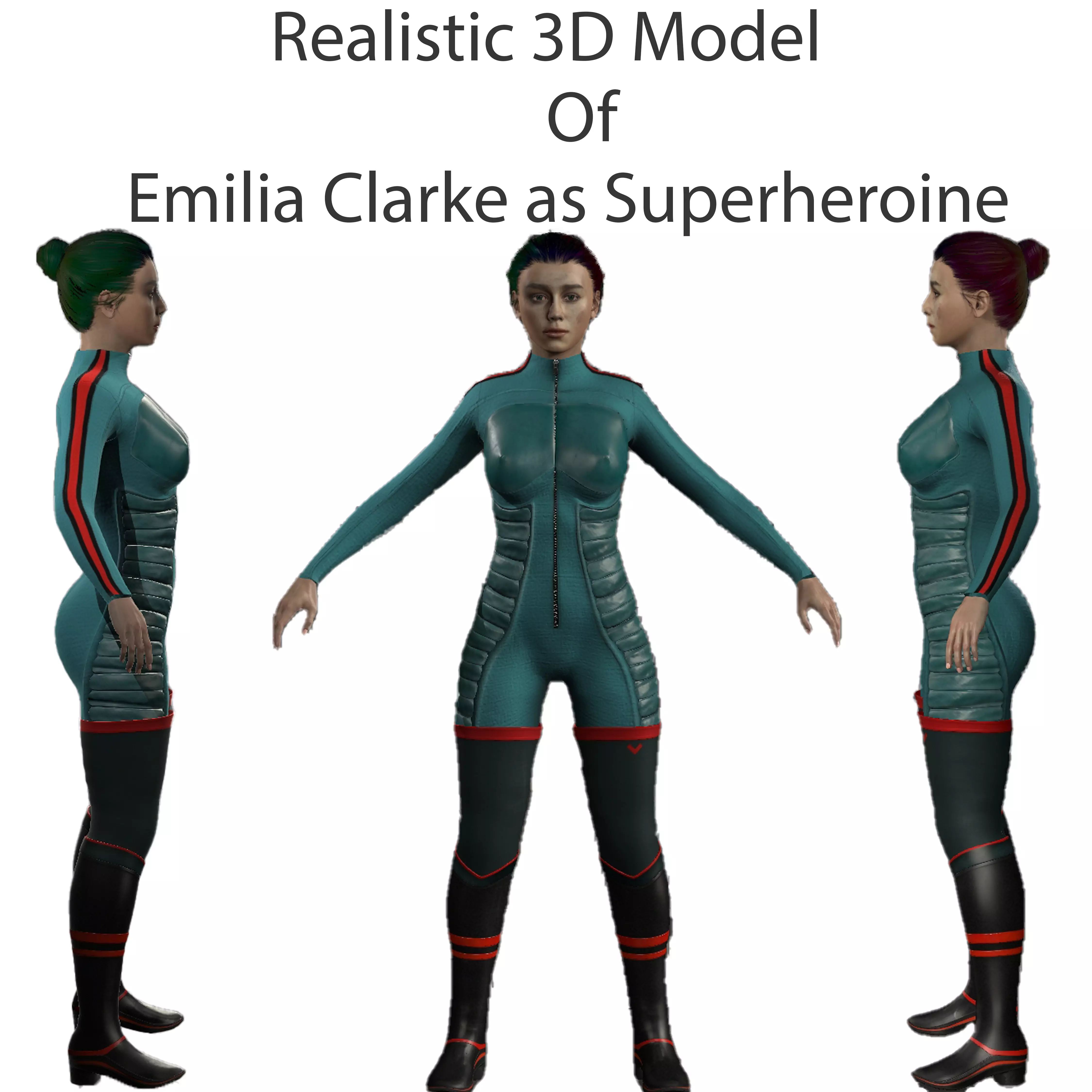 Emilia Clarke Low-poly 3D model_0
