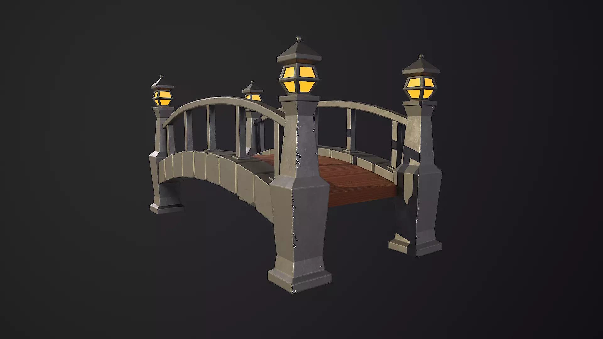 Stylized Bridge Low-poly 3D model_0