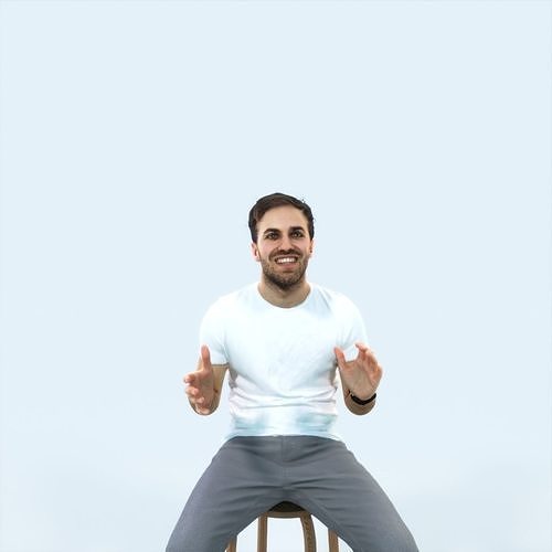 Flow 10D Explaining Sitting Casual Man Low-poly 3D model