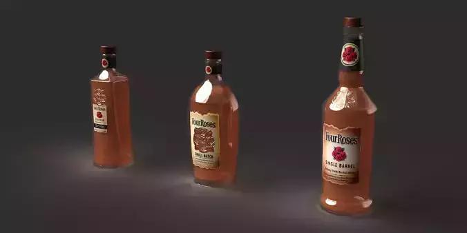Four Roses Bourbon Set Low-poly 3D model