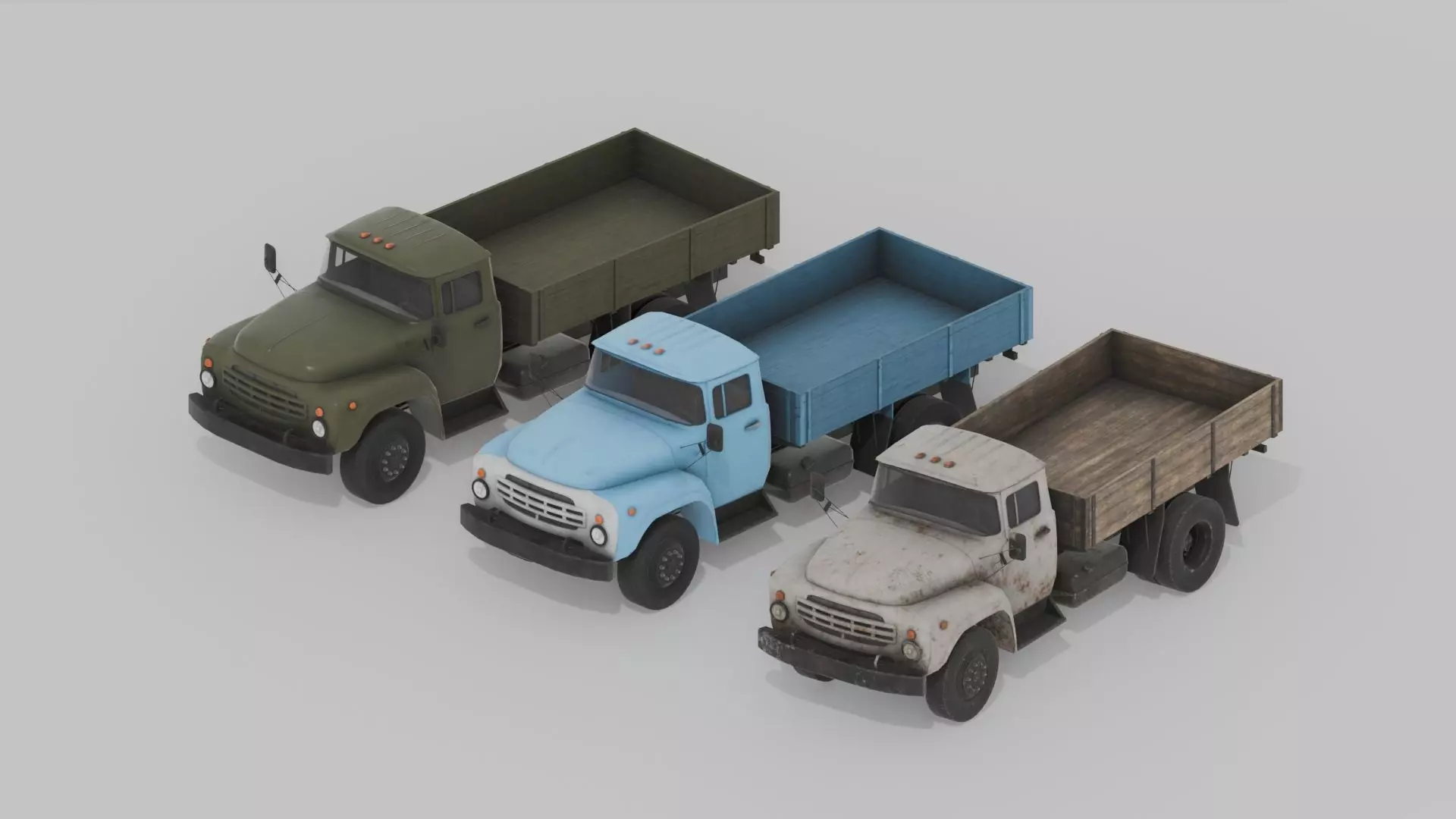 Soviet Flatbed Trucks 3D Model Collection_0