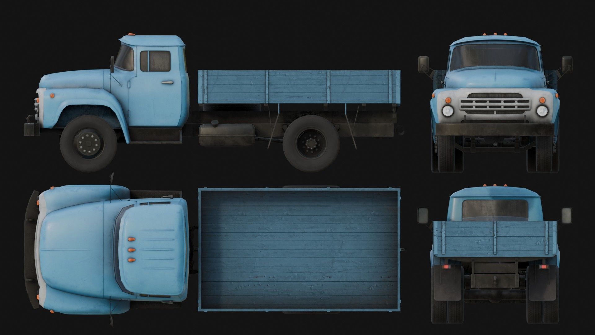 Soviet Flatbed Trucks 3D Model Collection_7