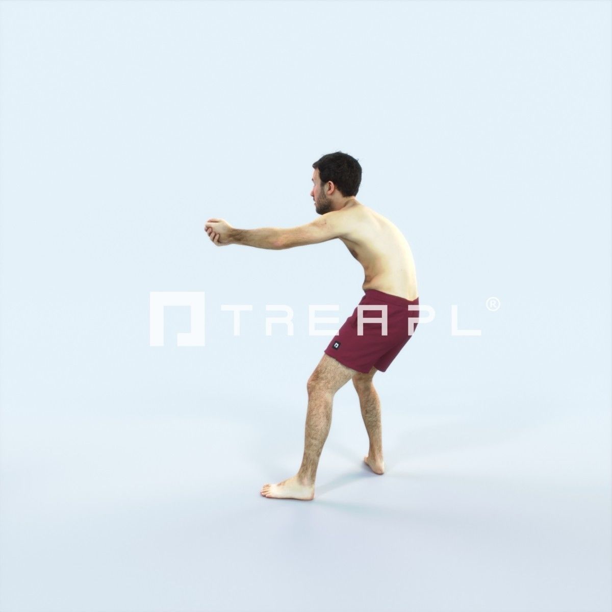 Flow 15K Beach Receiving Sports Man Low-poly 3D model_4