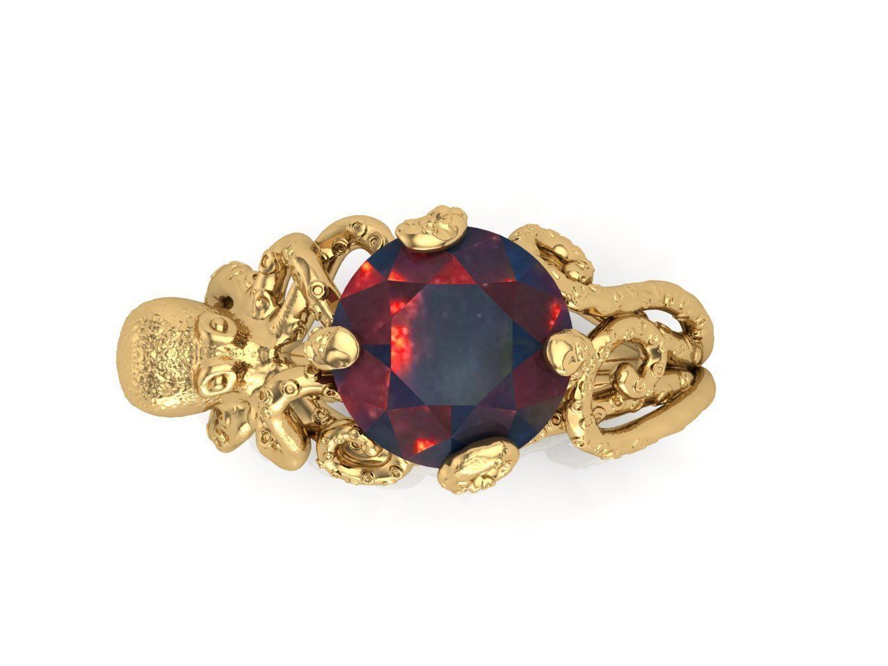 Octopus ring 3D print model_2