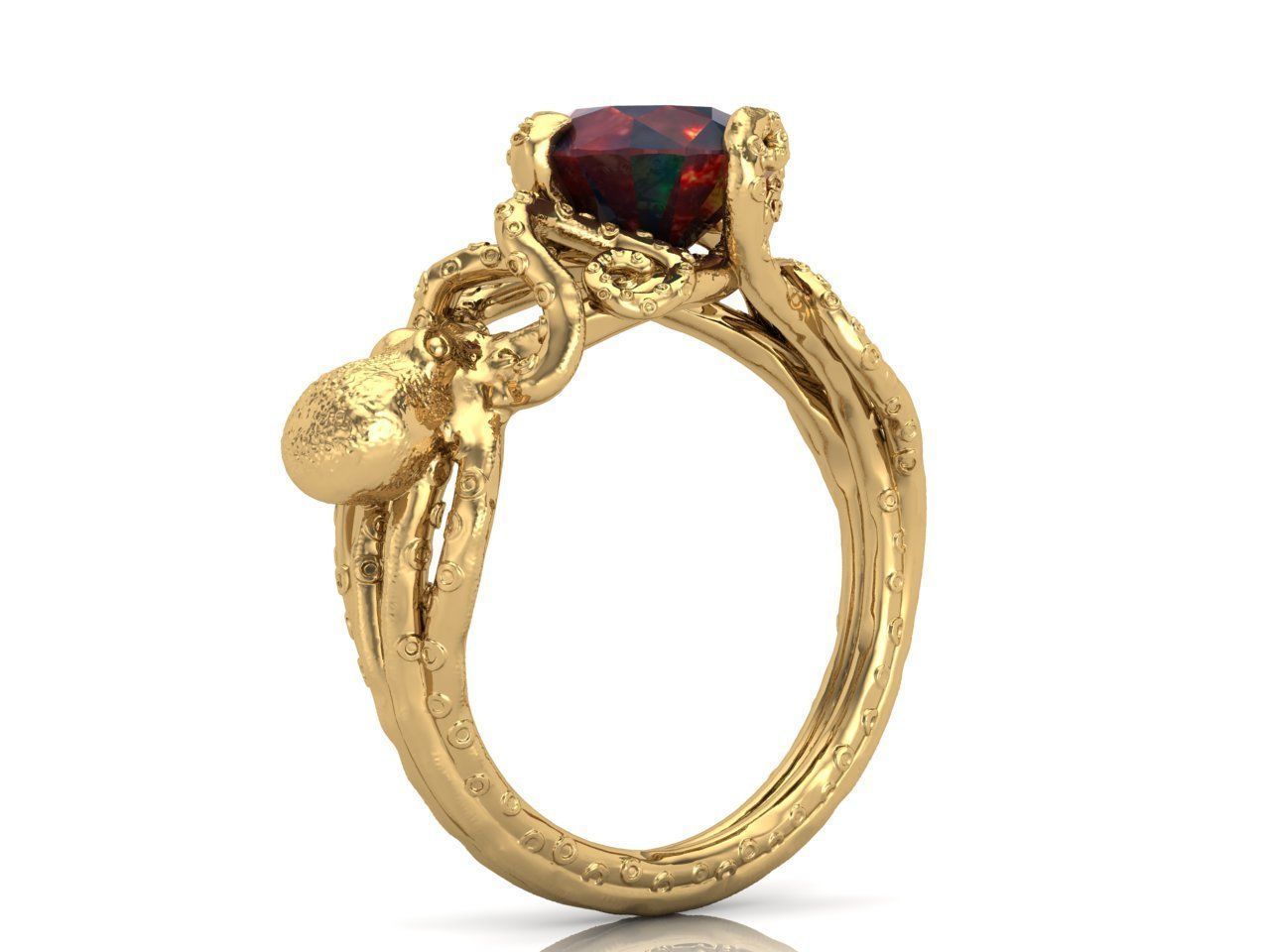 Octopus ring 3D print model_3