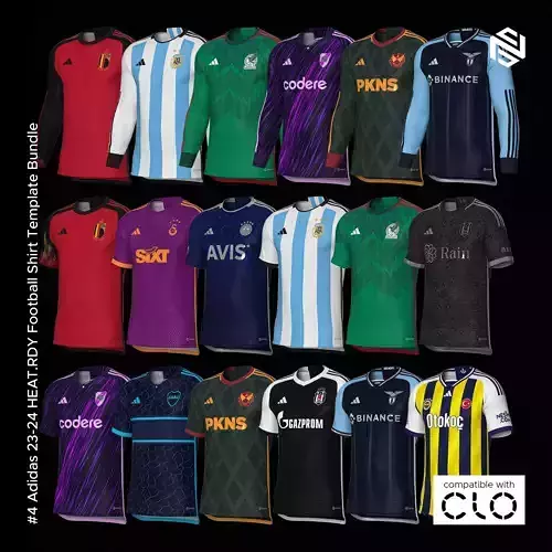 Adidas 23-24 HEATRDY Football Shirt Template Bundle for CLO3D 3D Model Collection