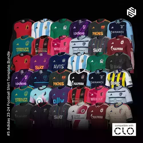 Adidas 23-24 Football Shirt Template Bundle for CLO3D 3D Model Collection