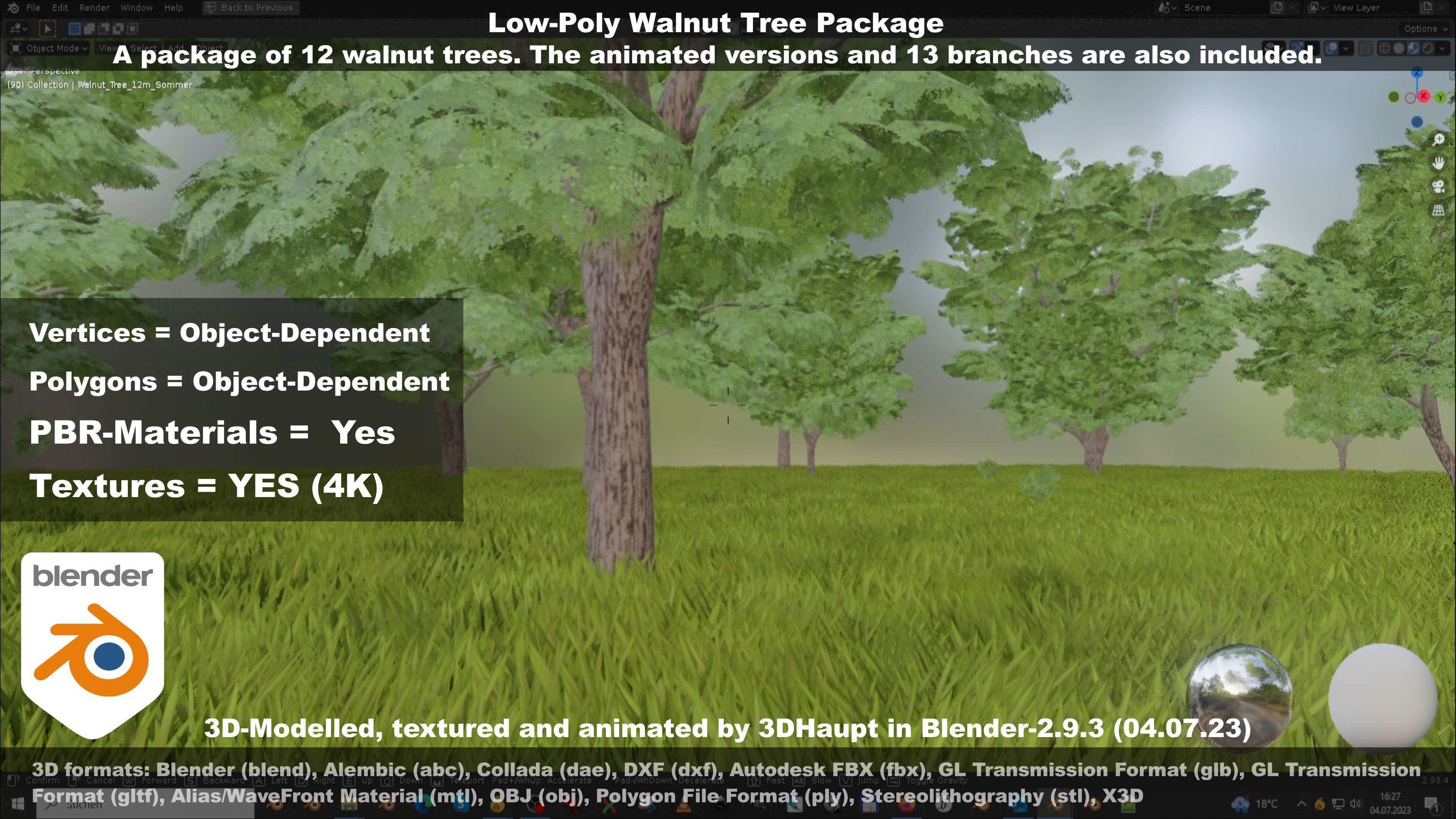 Low-Poly Walnut Tree Package Low-poly 3D model_103