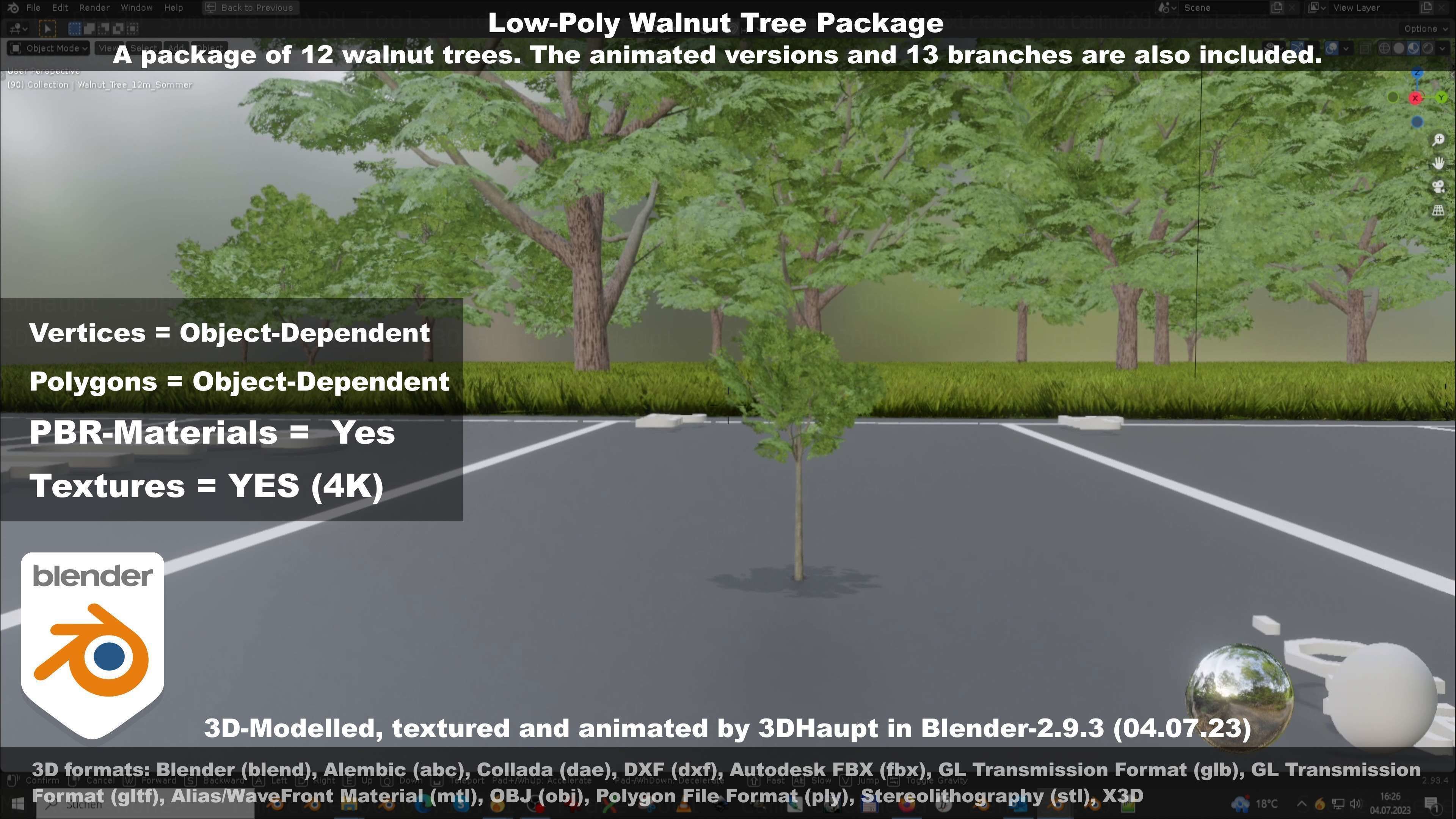 Low-Poly Walnut Tree Package Low-poly 3D model_98