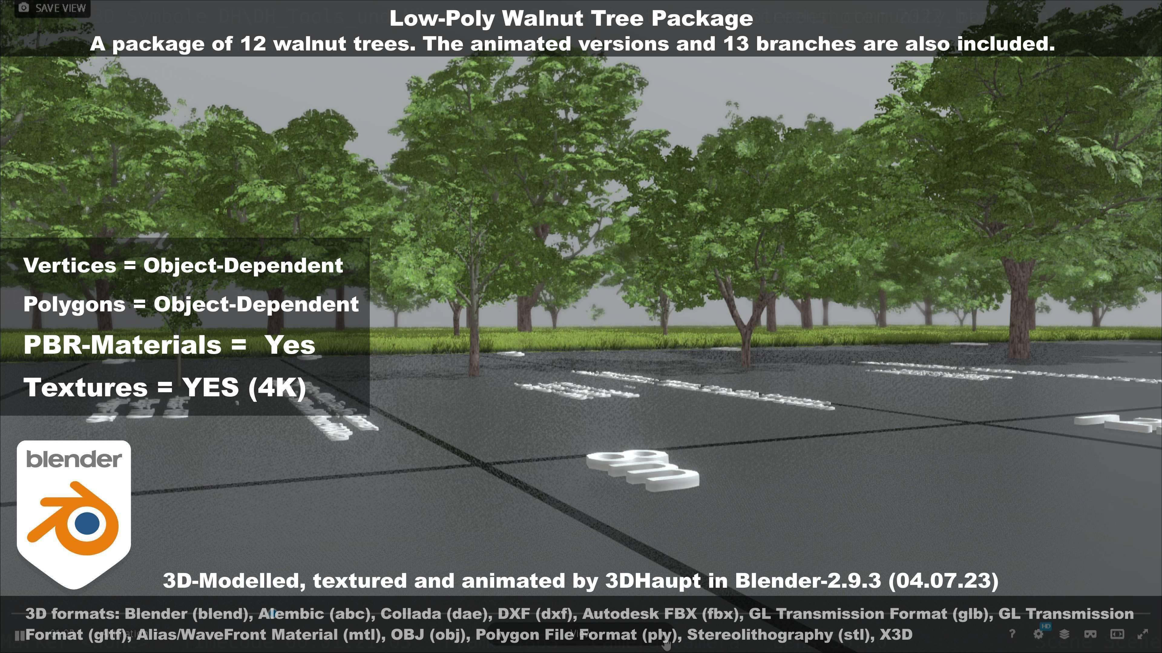Low-Poly Walnut Tree Package Low-poly 3D model_53
