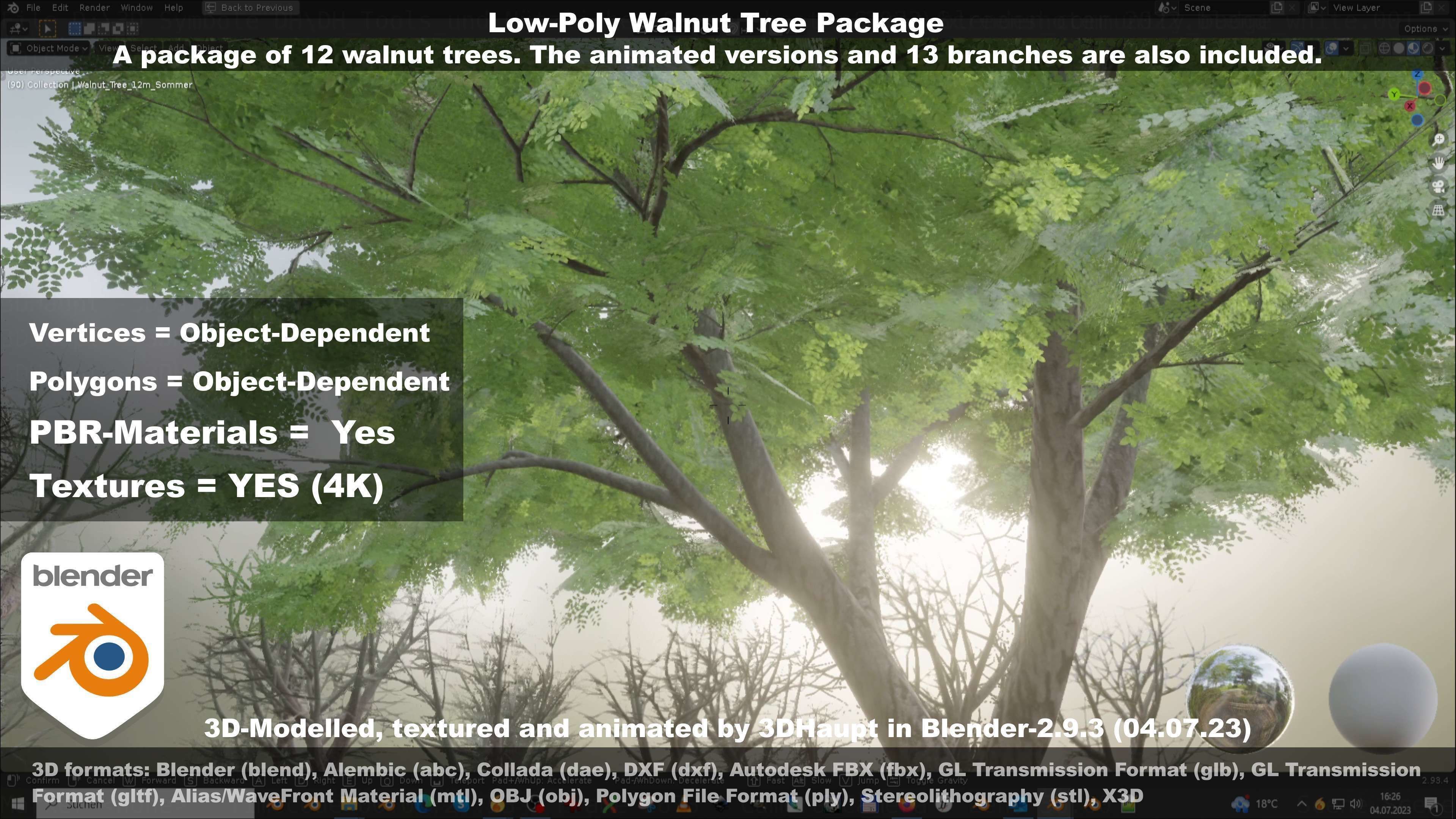 Low-Poly Walnut Tree Package Low-poly 3D model_71
