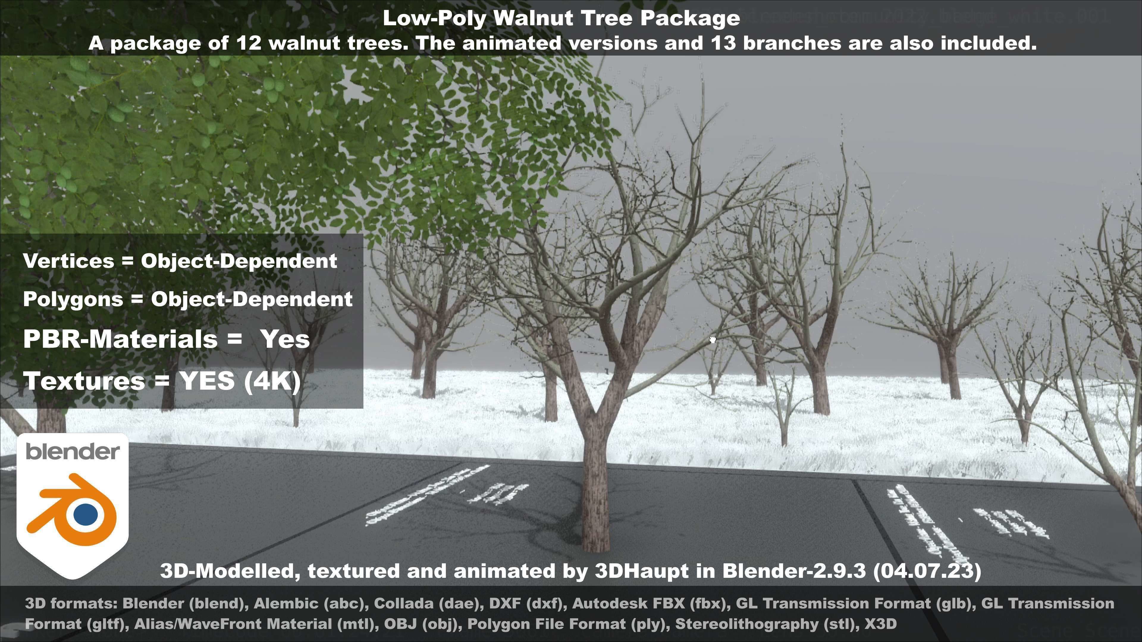 Low-Poly Walnut Tree Package Low-poly 3D model_137
