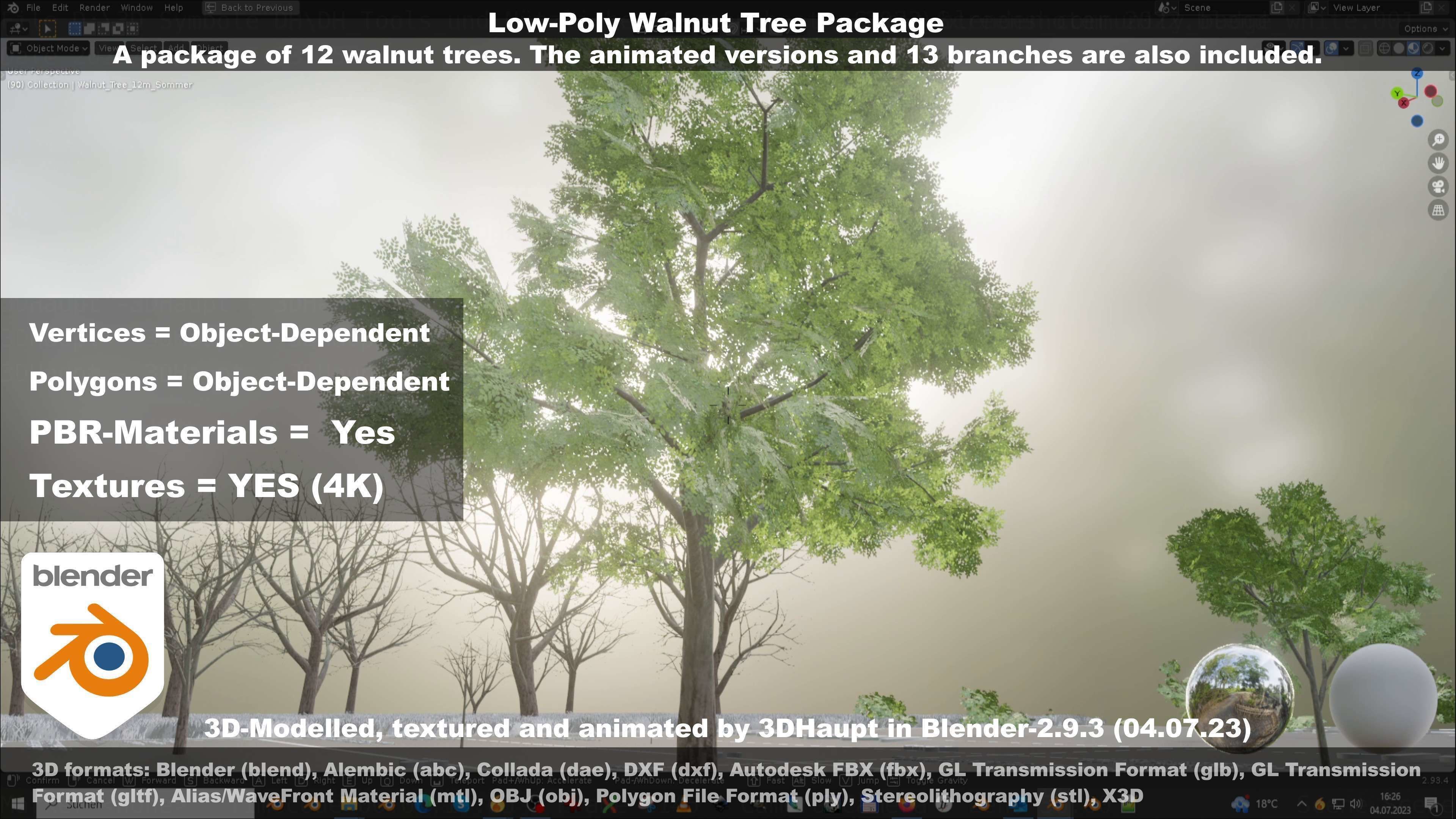 Low-Poly Walnut Tree Package Low-poly 3D model_76