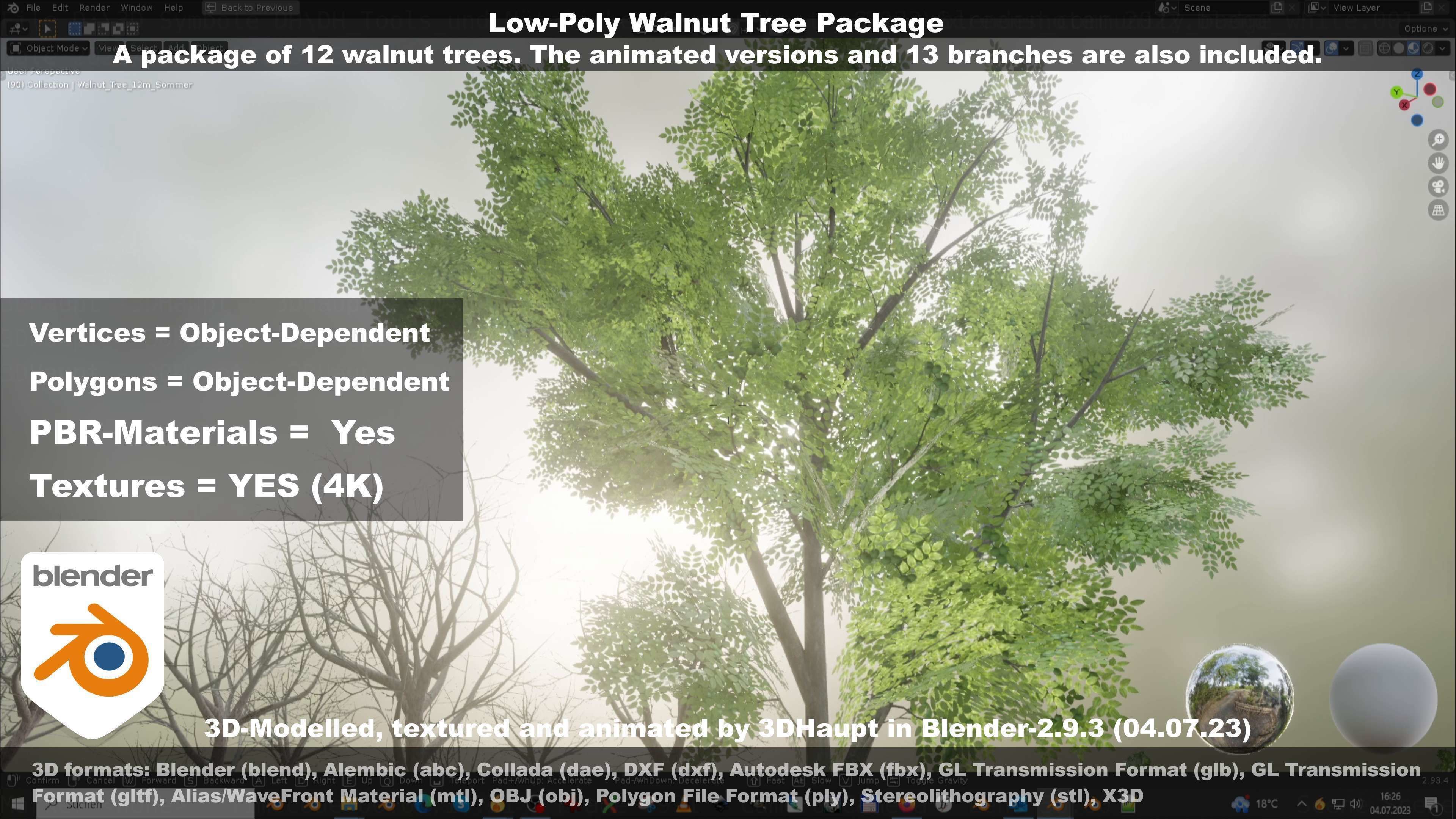 Low-Poly Walnut Tree Package Low-poly 3D model_81