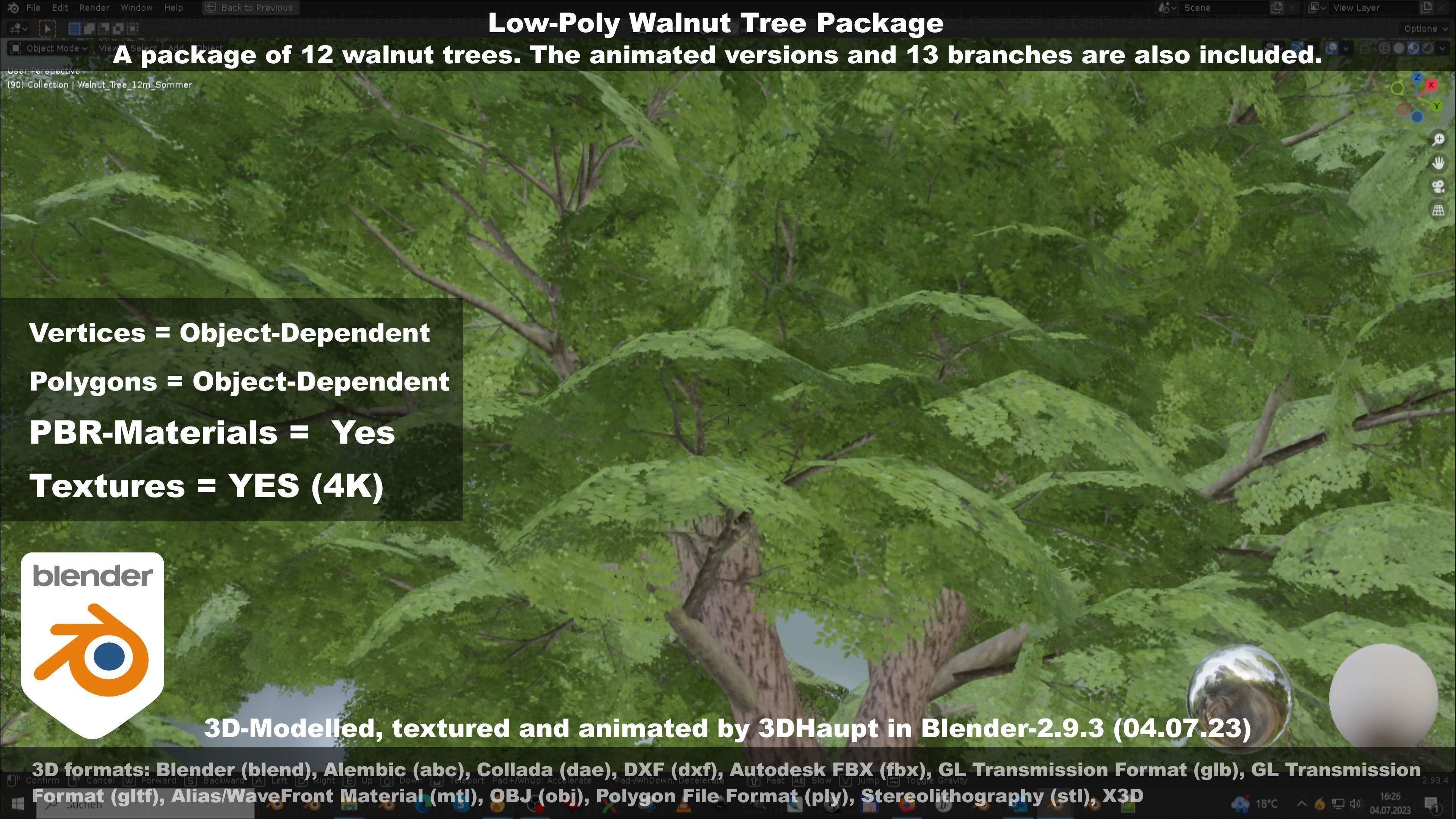 Low-Poly Walnut Tree Package Low-poly 3D model_106