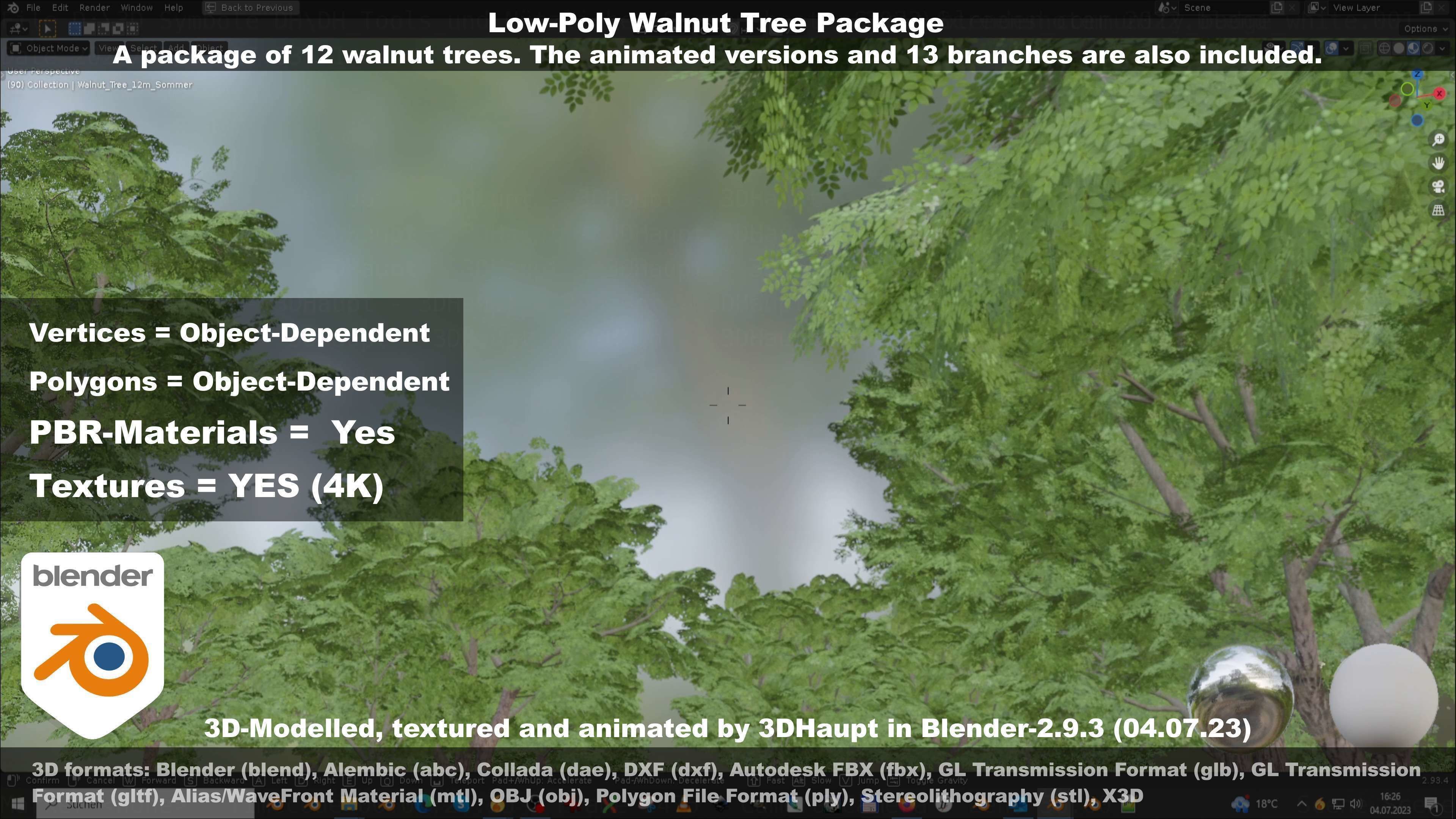 Low-Poly Walnut Tree Package Low-poly 3D model_49