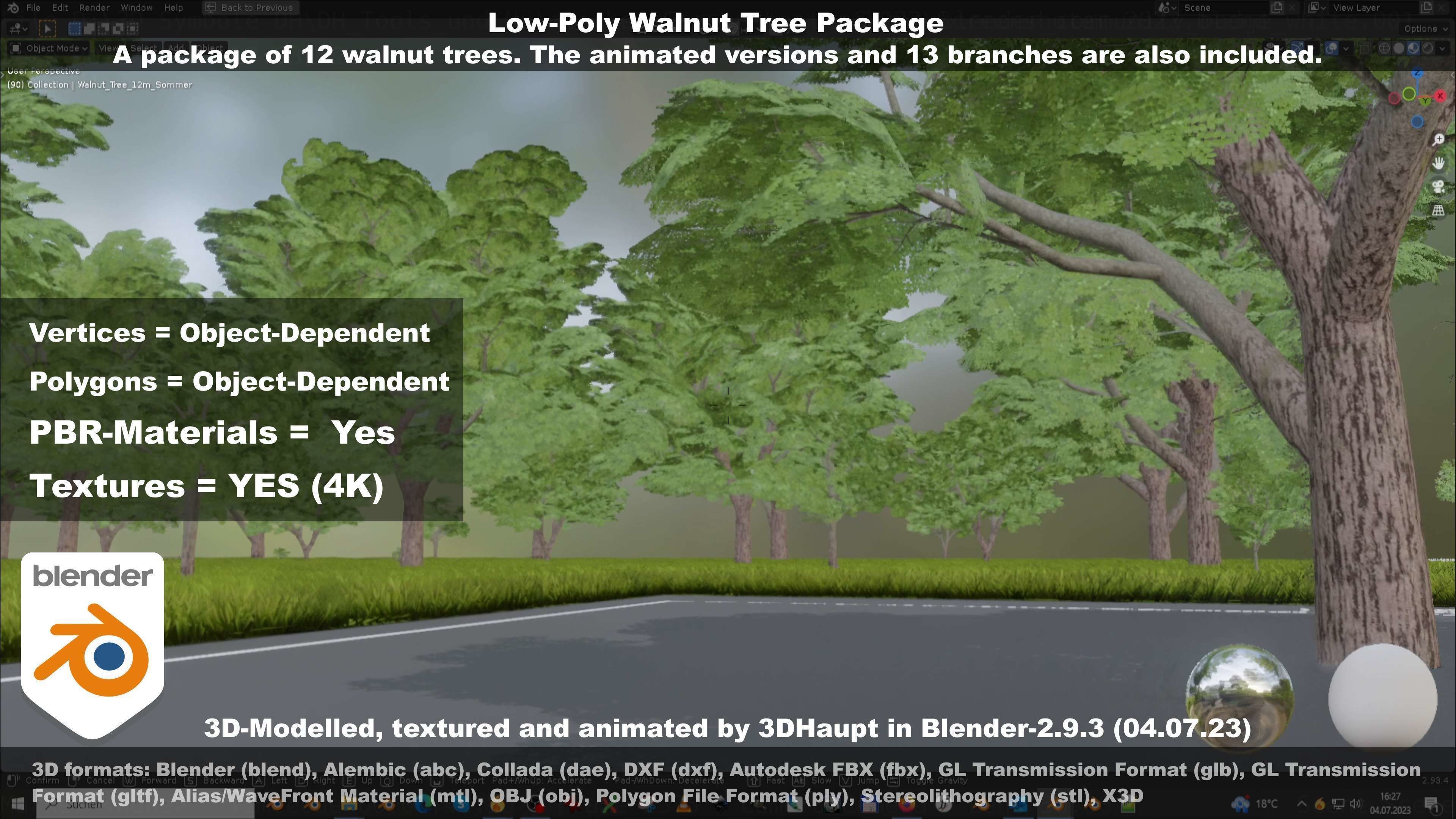 Low-Poly Walnut Tree Package Low-poly 3D model_128