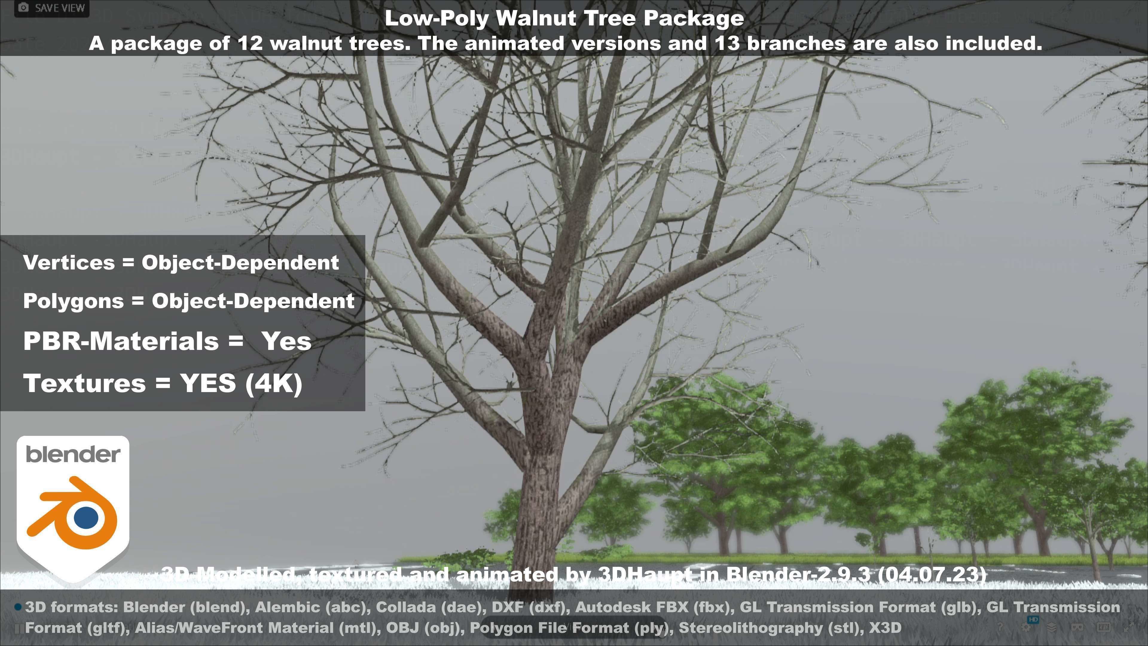 Low-Poly Walnut Tree Package Low-poly 3D model_84