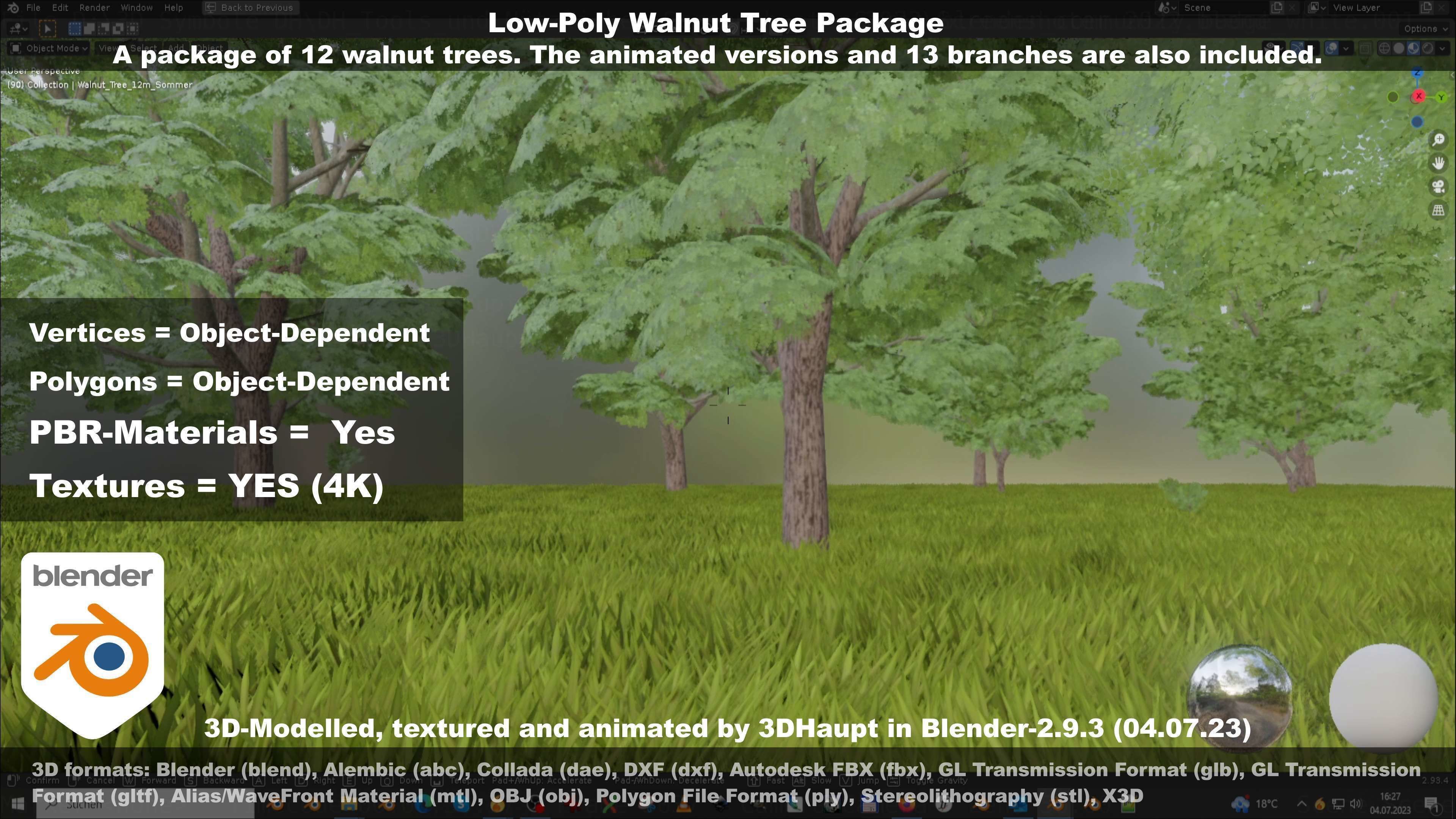 Low-Poly Walnut Tree Package Low-poly 3D model_78