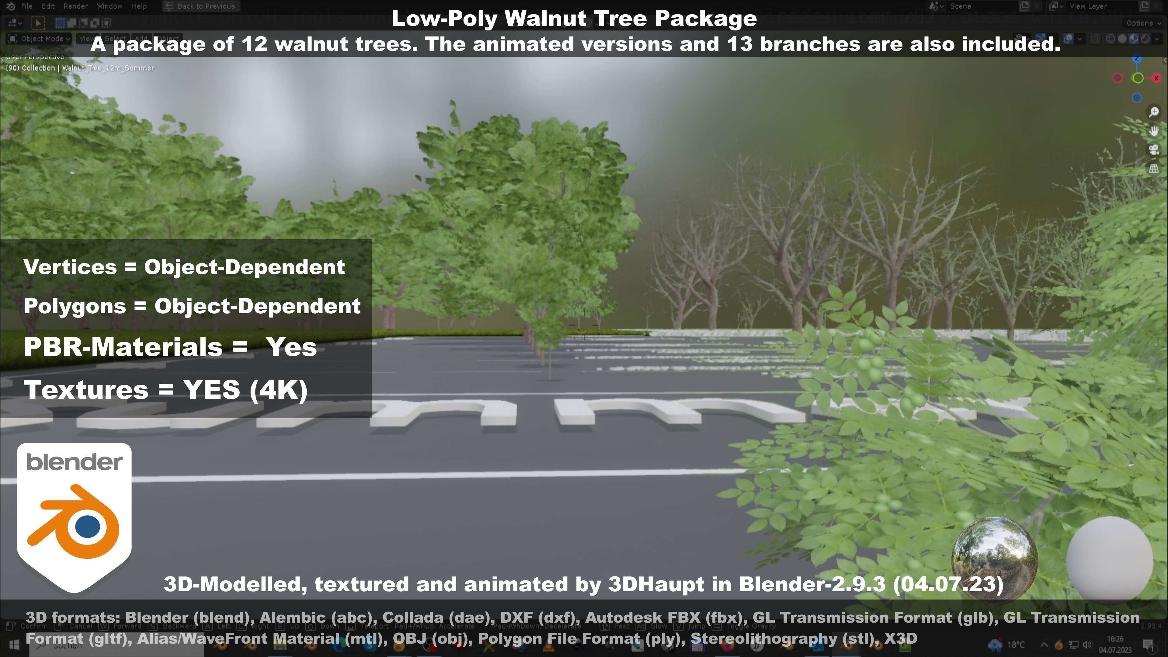 Low-Poly Walnut Tree Package Low-poly 3D model_96