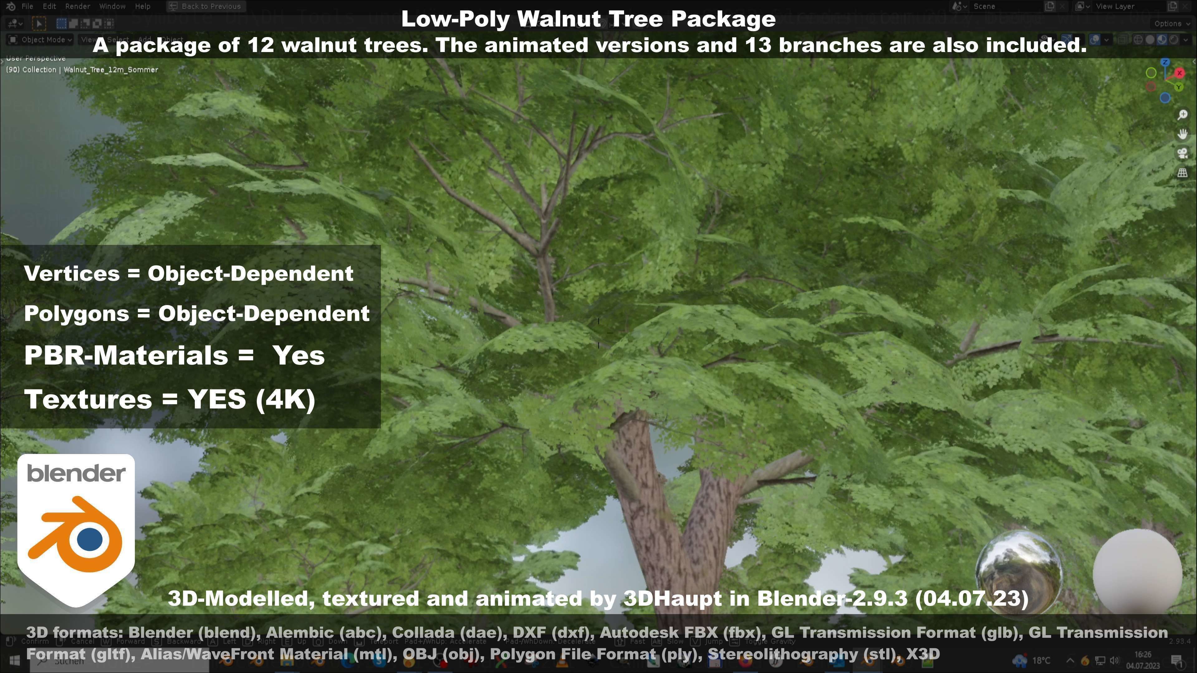 Low-Poly Walnut Tree Package Low-poly 3D model_75