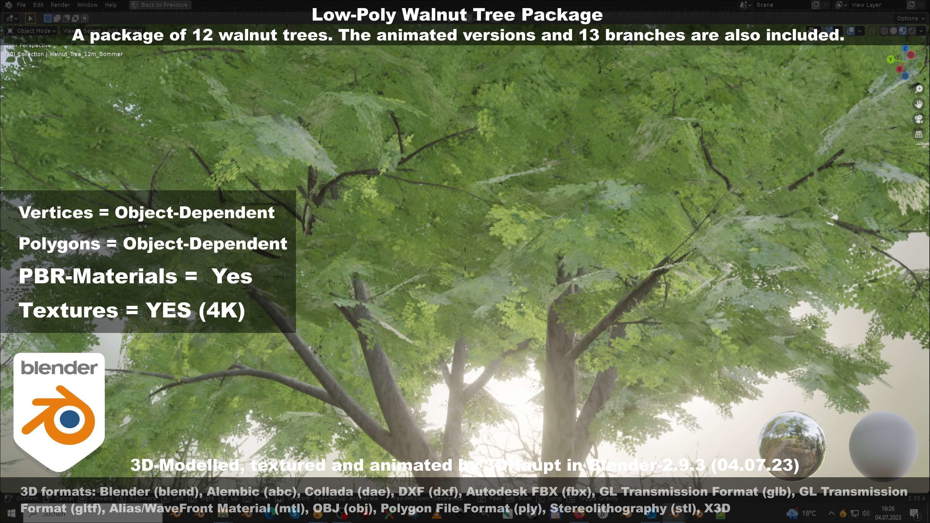 Low-Poly Walnut Tree Package Low-poly 3D model_107