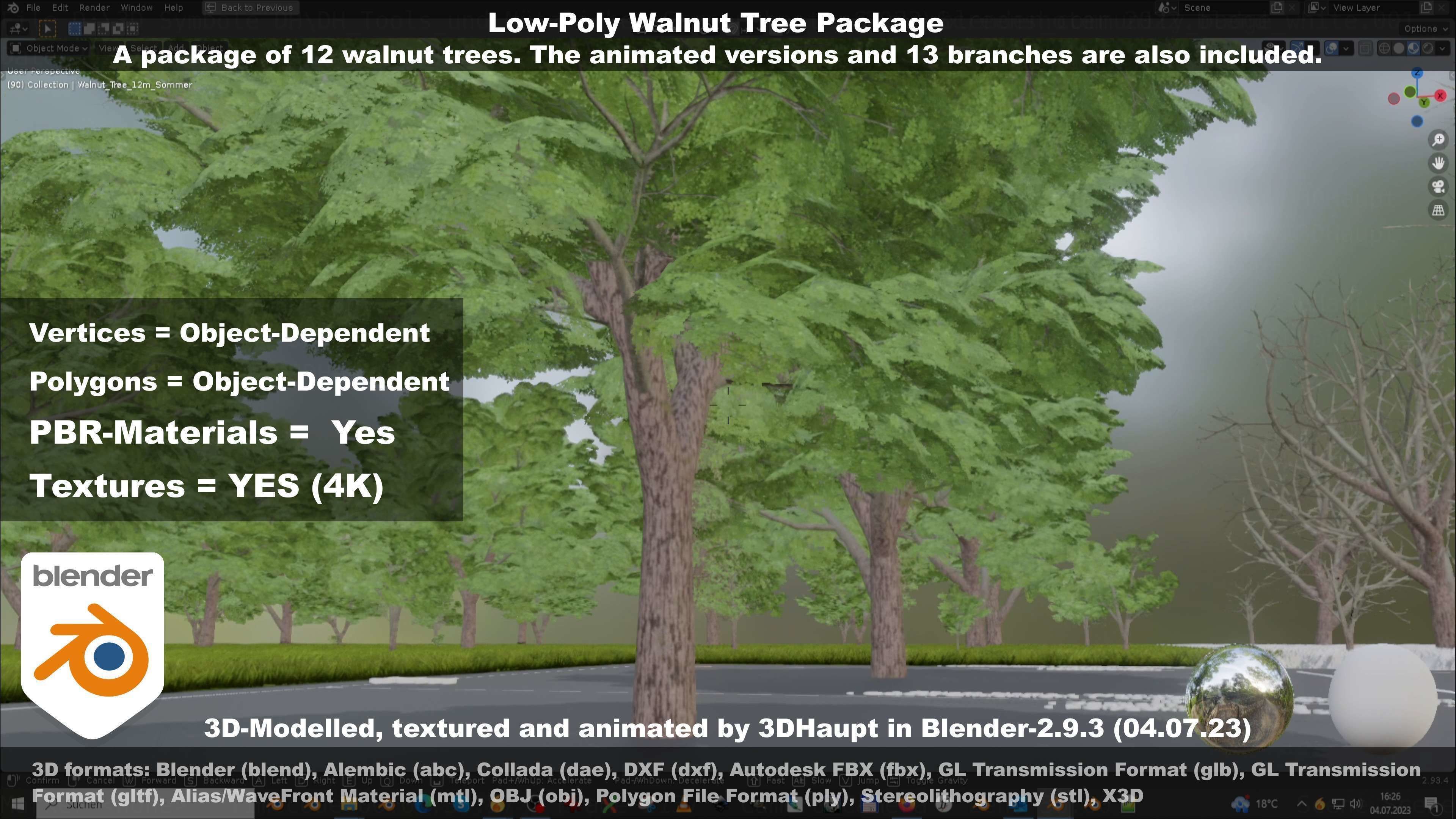 Low-Poly Walnut Tree Package Low-poly 3D model_70