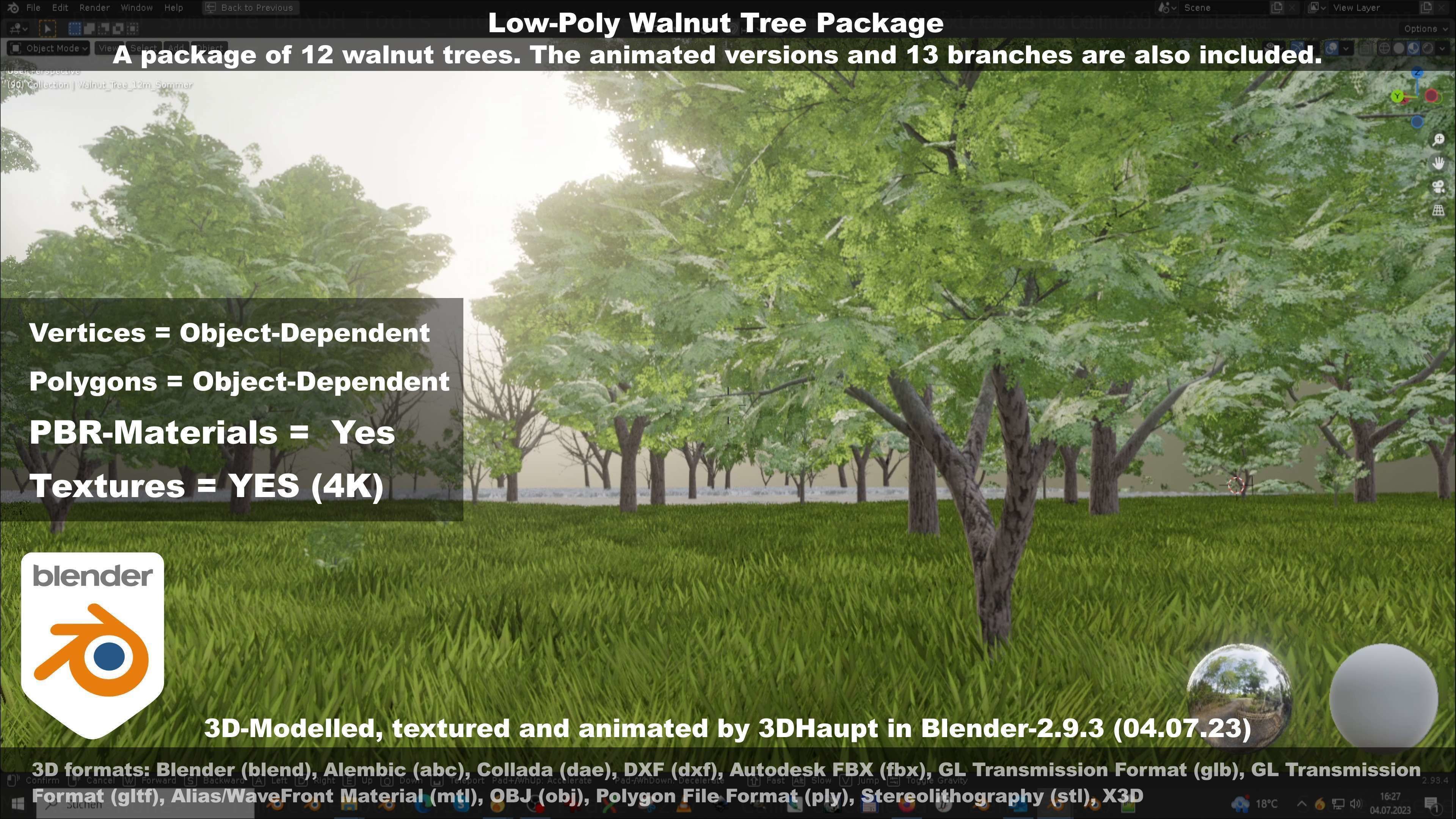 Low-Poly Walnut Tree Package Low-poly 3D model_64