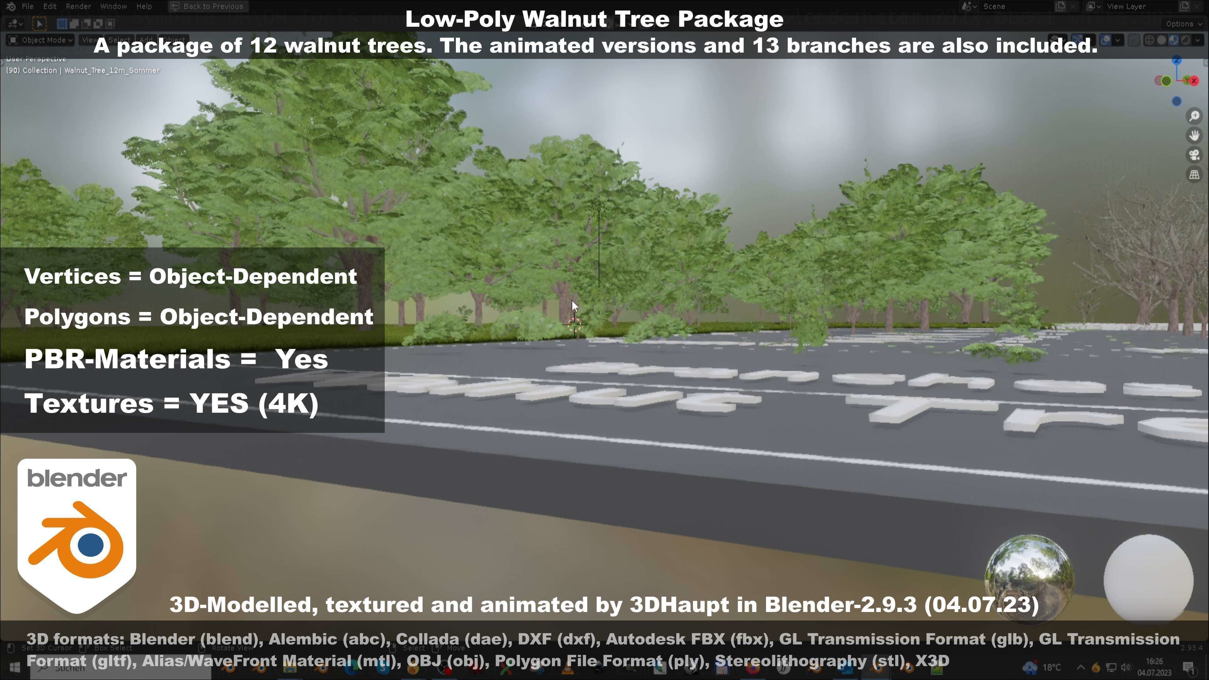 Low-Poly Walnut Tree Package Low-poly 3D model_92