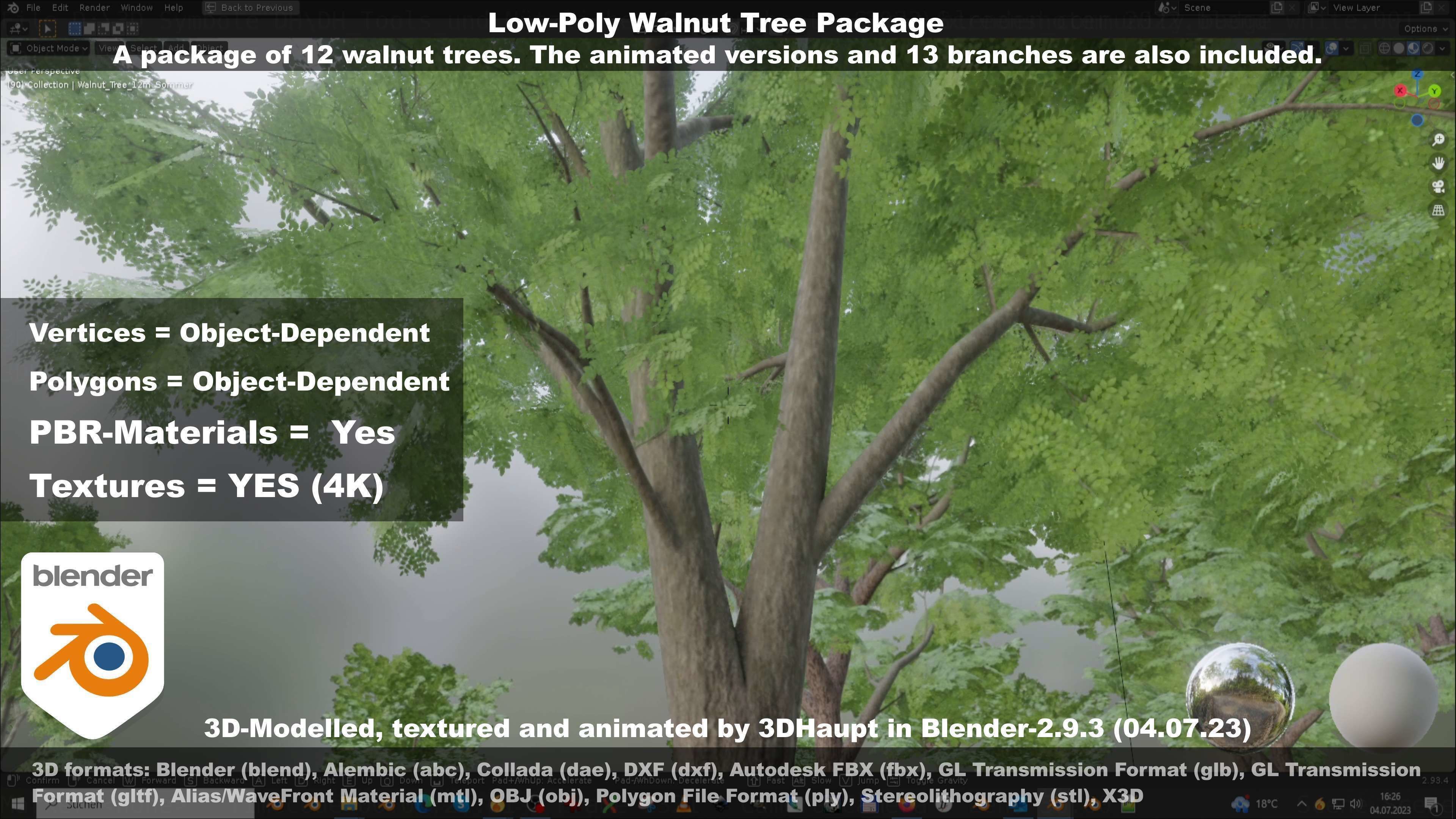 Low-Poly Walnut Tree Package Low-poly 3D model_56