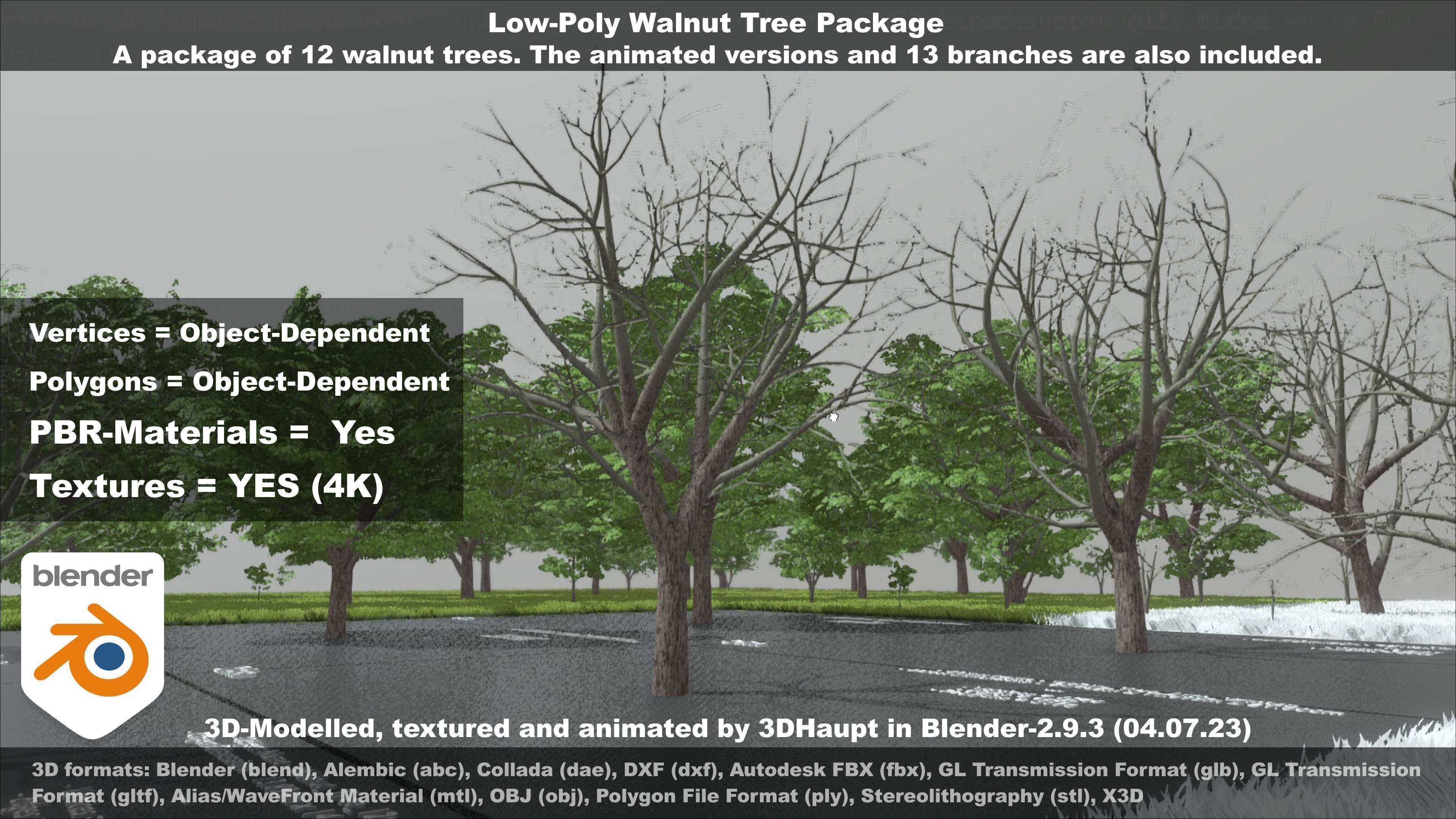 Low-Poly Walnut Tree Package Low-poly 3D model_82