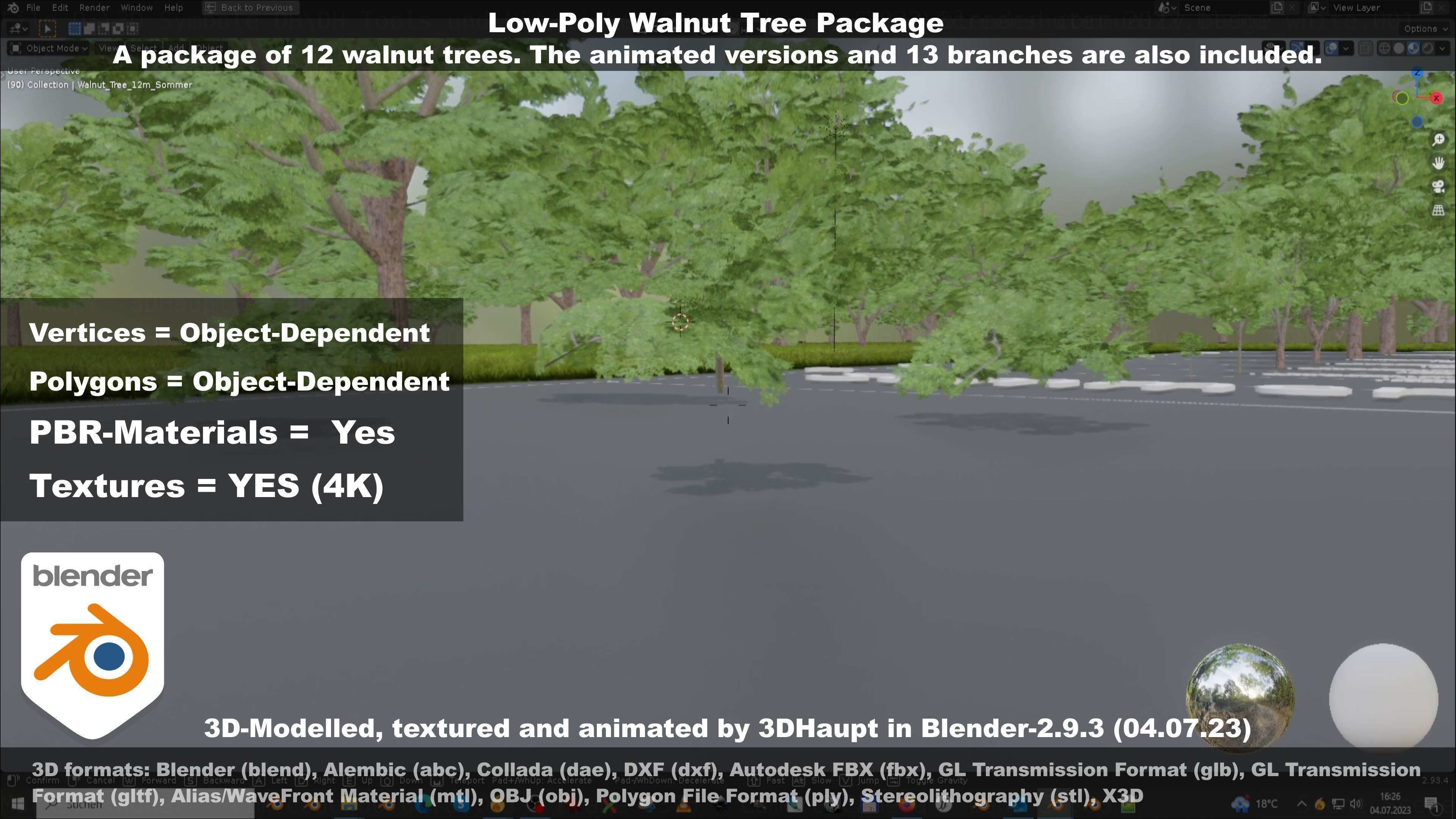 Low-Poly Walnut Tree Package Low-poly 3D model_122