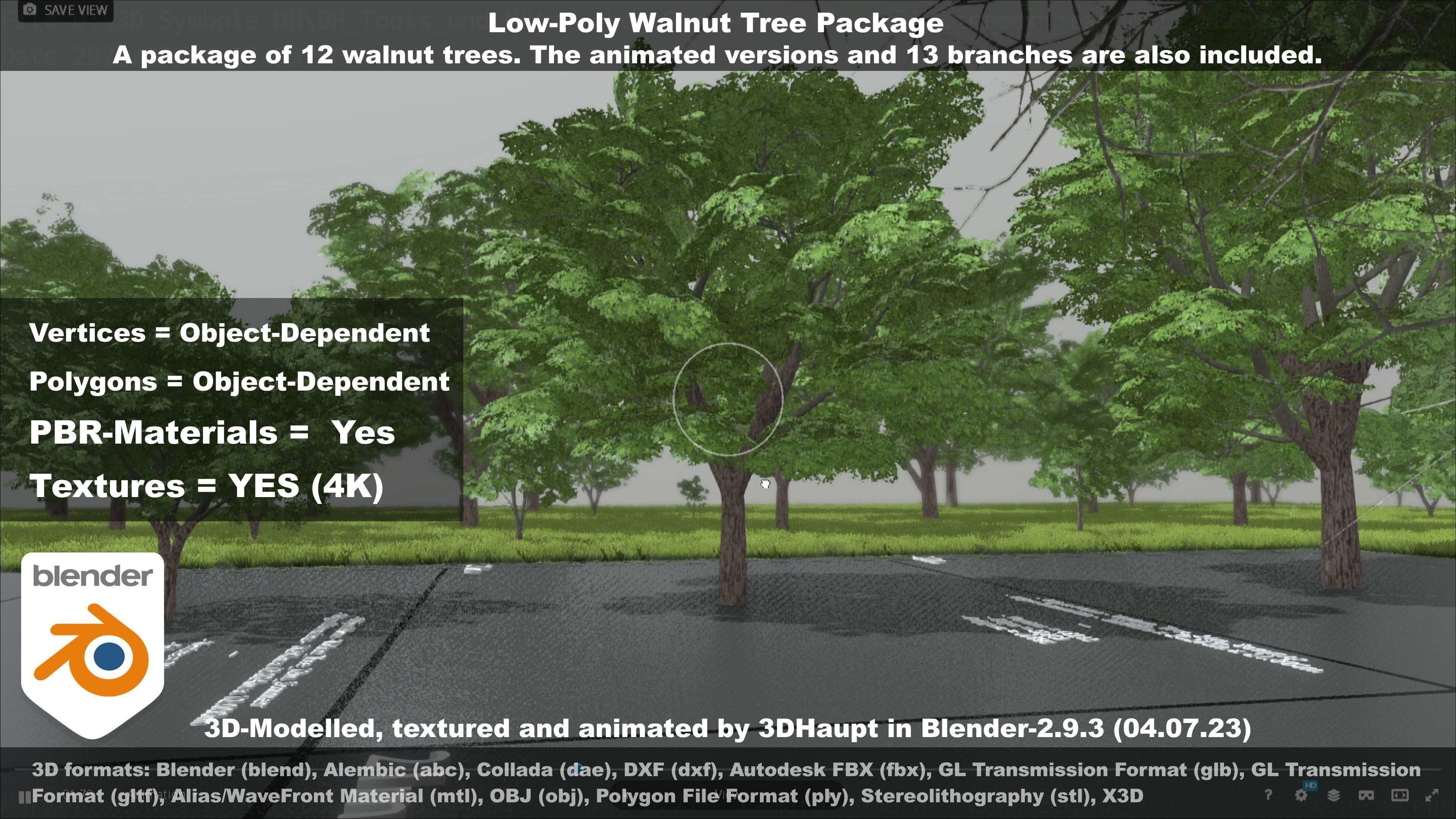 Low-Poly Walnut Tree Package Low-poly 3D model_80