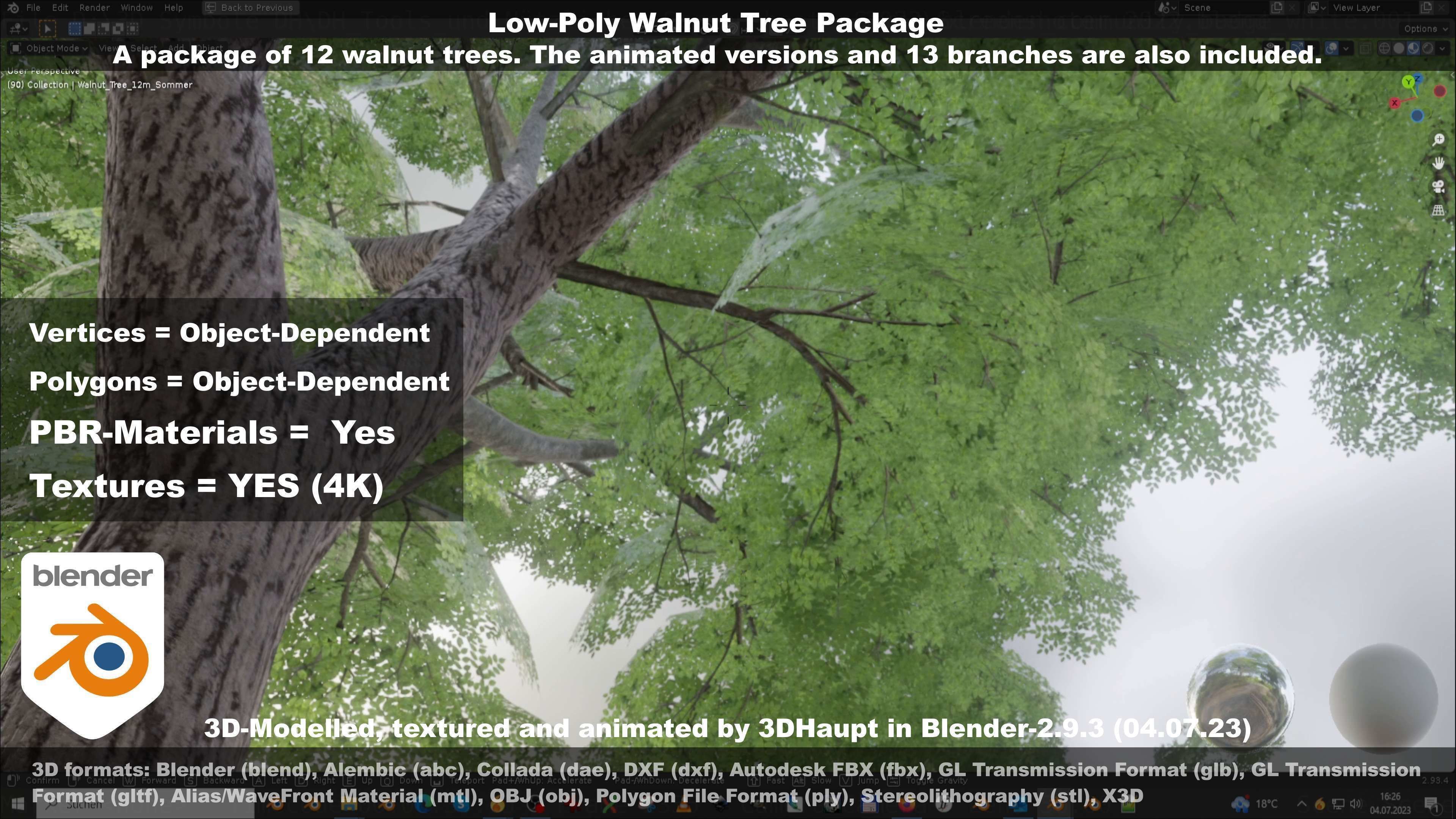 Low-Poly Walnut Tree Package Low-poly 3D model_132